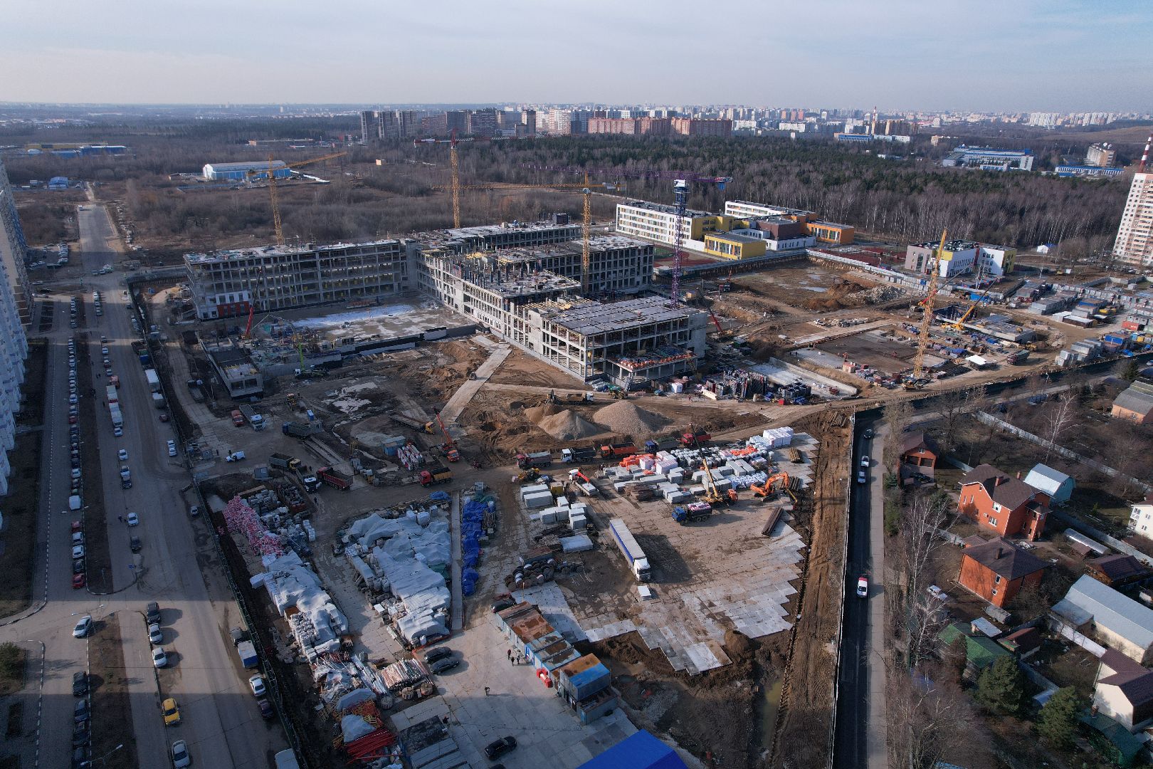 видео с коптера, госпиталь в балашихе, строительство госпиталя в ольгино,