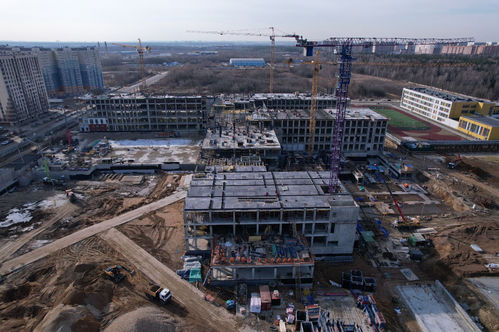 видео с коптера, госпиталь в балашихе, строительство госпиталя в ольгино,