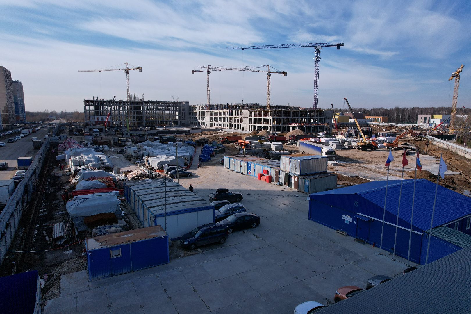 видео с коптера, госпиталь в балашихе, строительство госпиталя в ольгино,