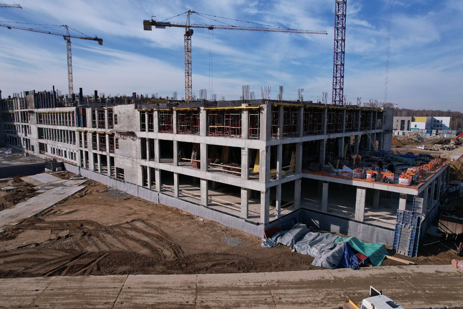 видео с коптера, госпиталь в балашихе, строительство госпиталя в ольгино,