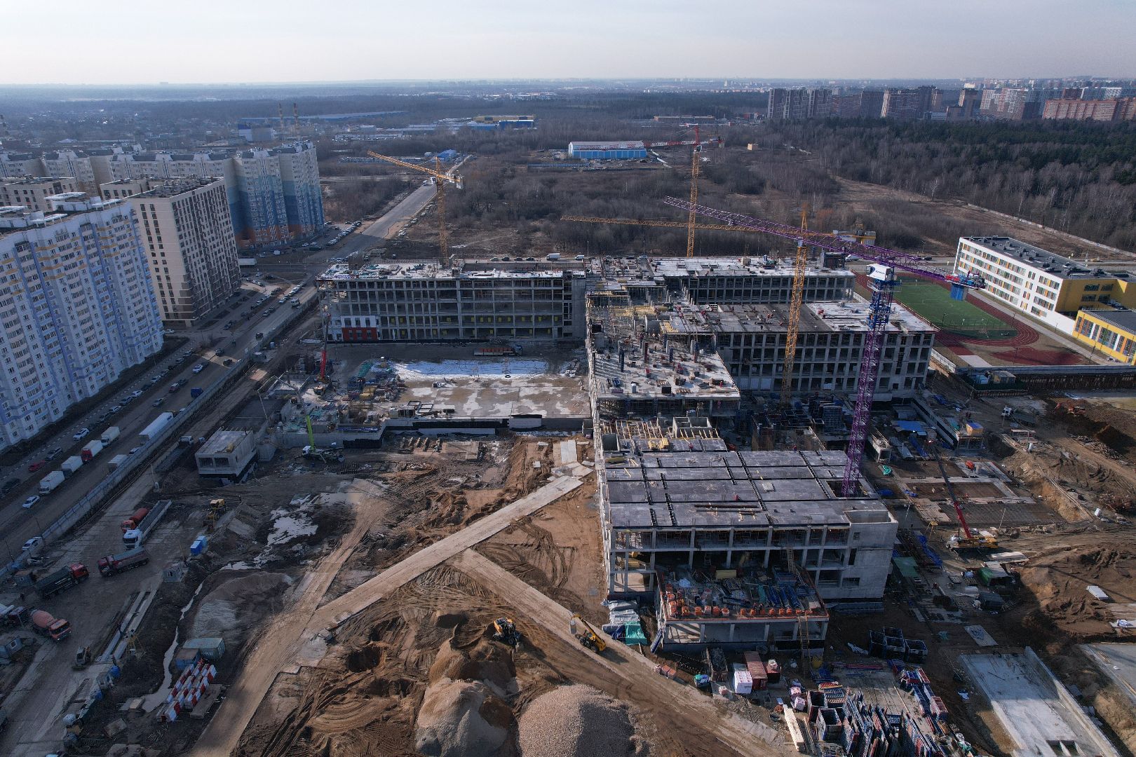 видео с коптера, госпиталь в балашихе, строительство госпиталя в ольгино,