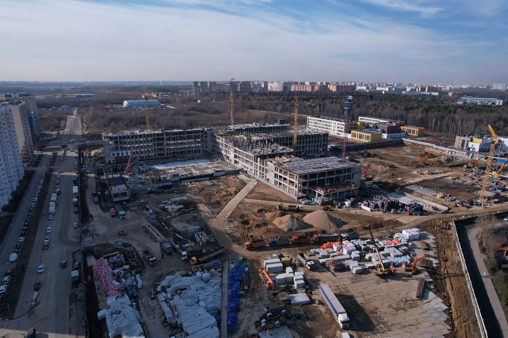 видео с коптера, госпиталь в балашихе, строительство госпиталя в ольгино,