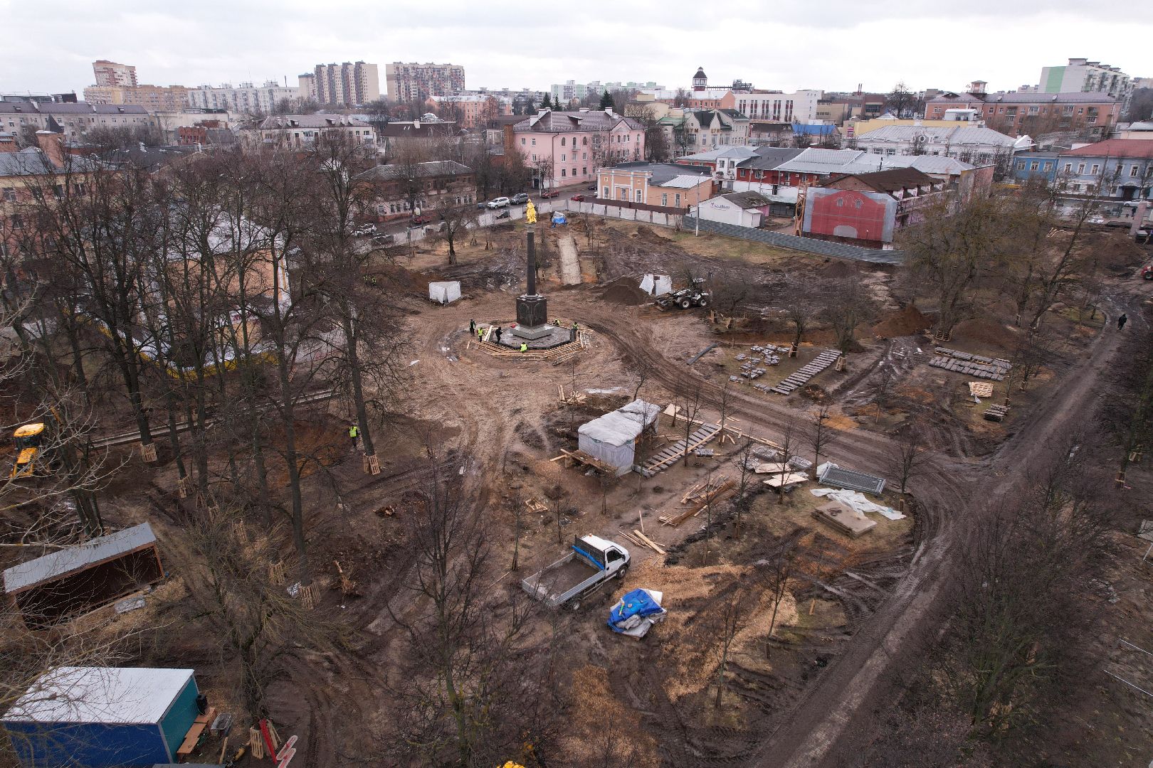 видео с коптера, парк Бугрова в Ногинске, благоустройство парка Бугрова,