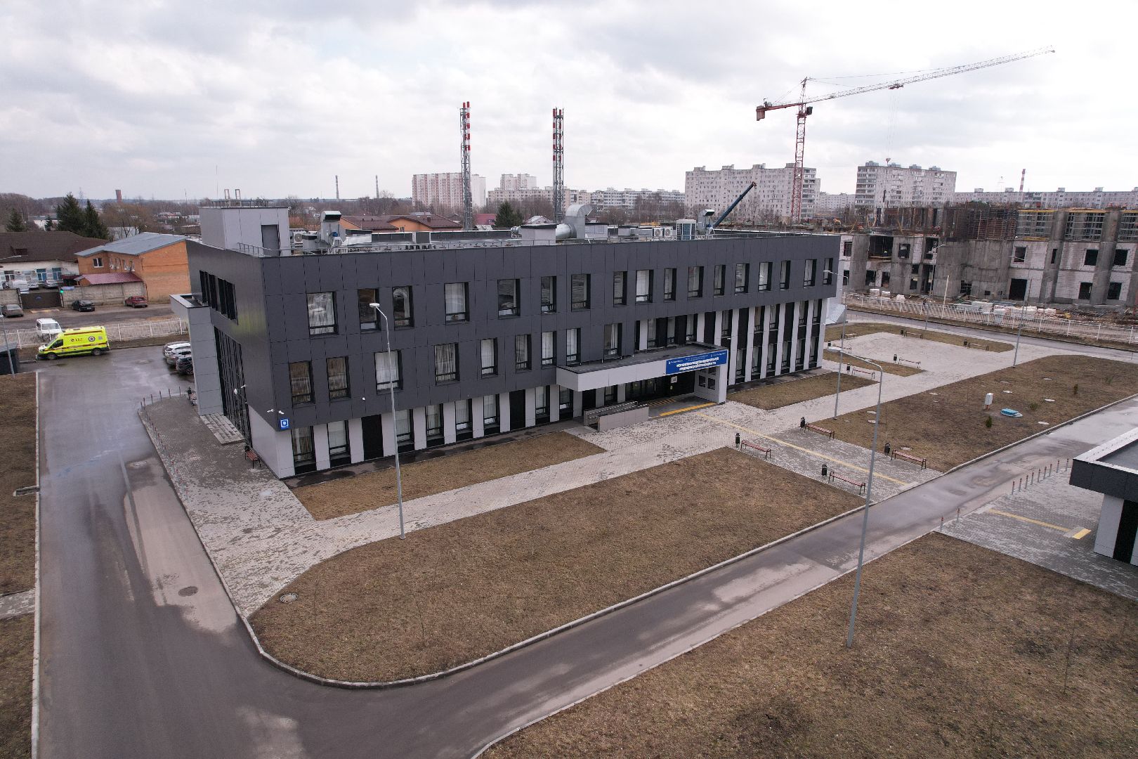 видео с коптера, подстанция скорой помощи в Ногинске, медицина Ногинска,