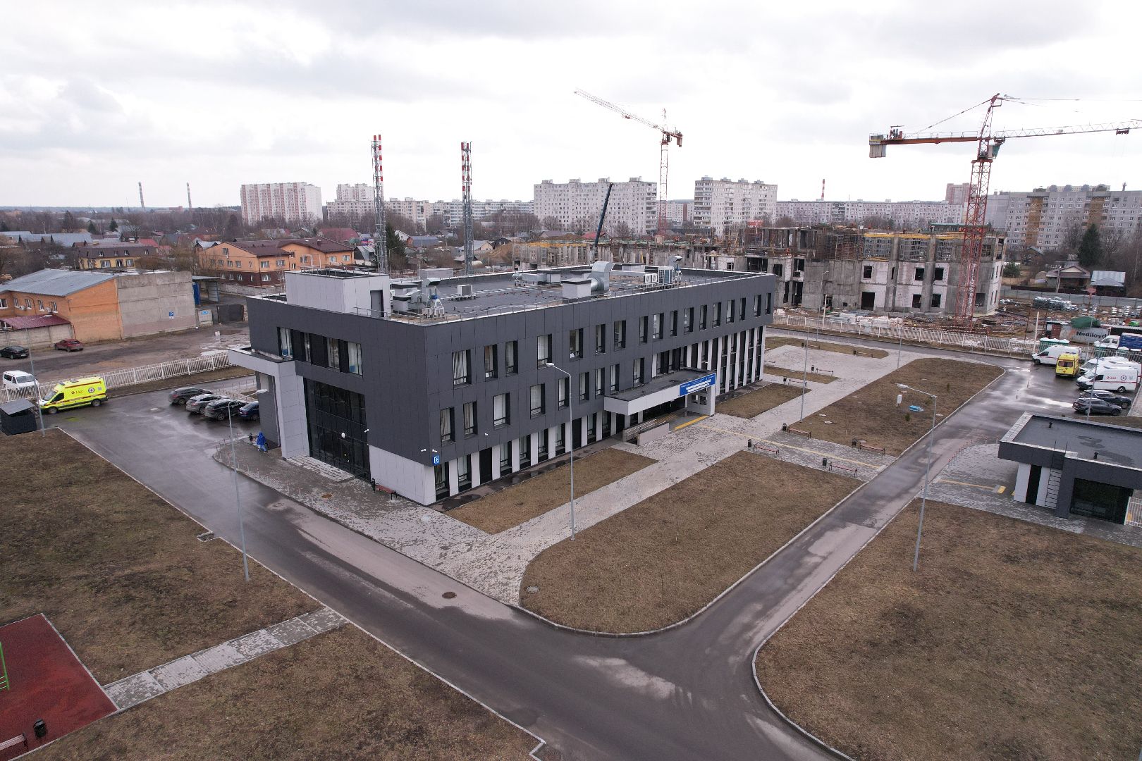 видео с коптера, подстанция скорой помощи в Ногинске, медицина Ногинска,