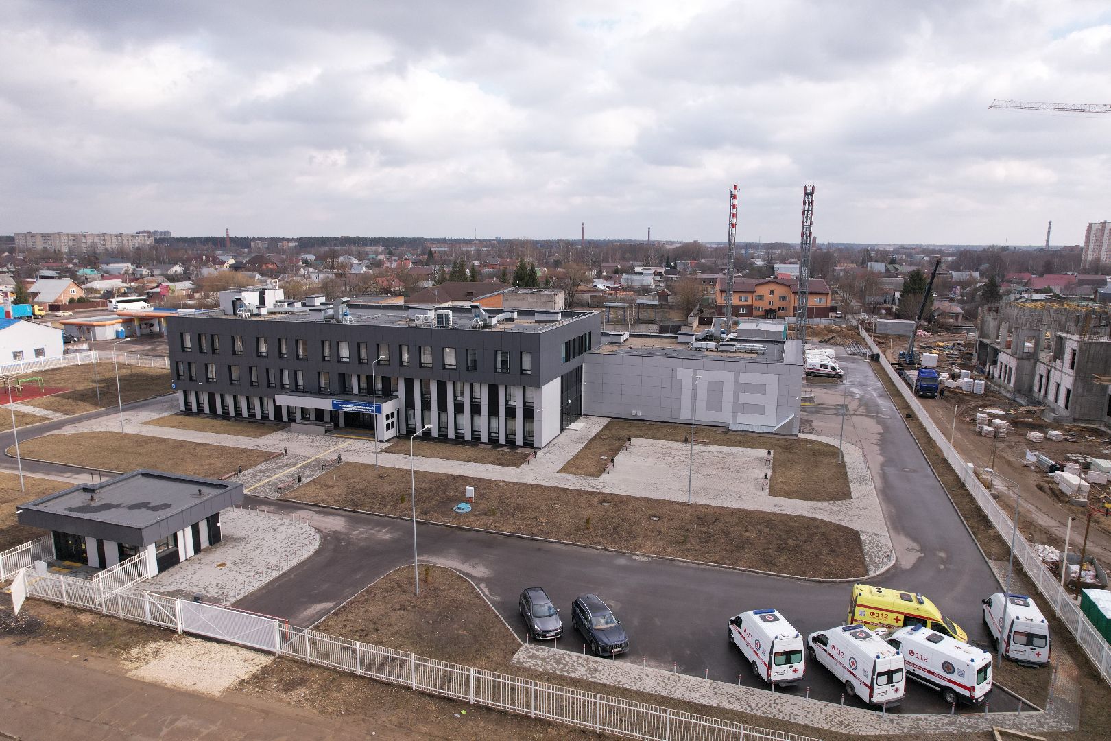 видео с коптера, подстанция скорой помощи в Ногинске, медицина Ногинска,