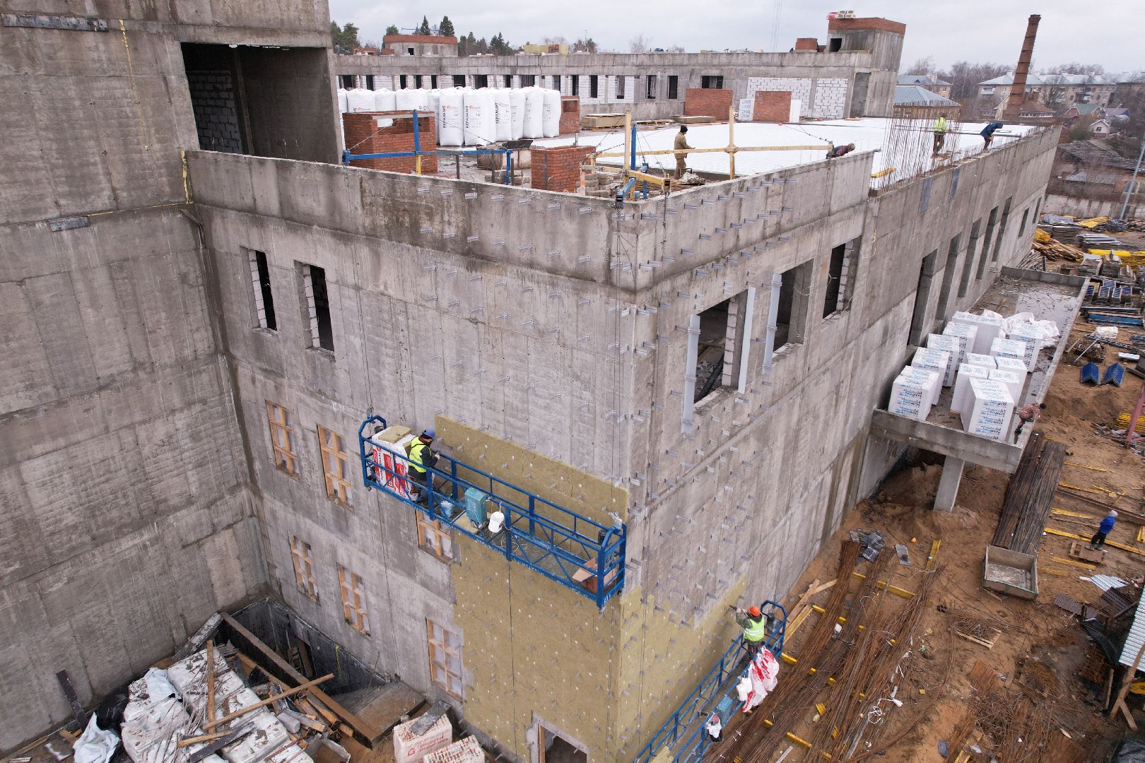 видео с коптера, новый корпус ЦО 5 в Ногинске, ремонт центра образования 5 в Ногинске,