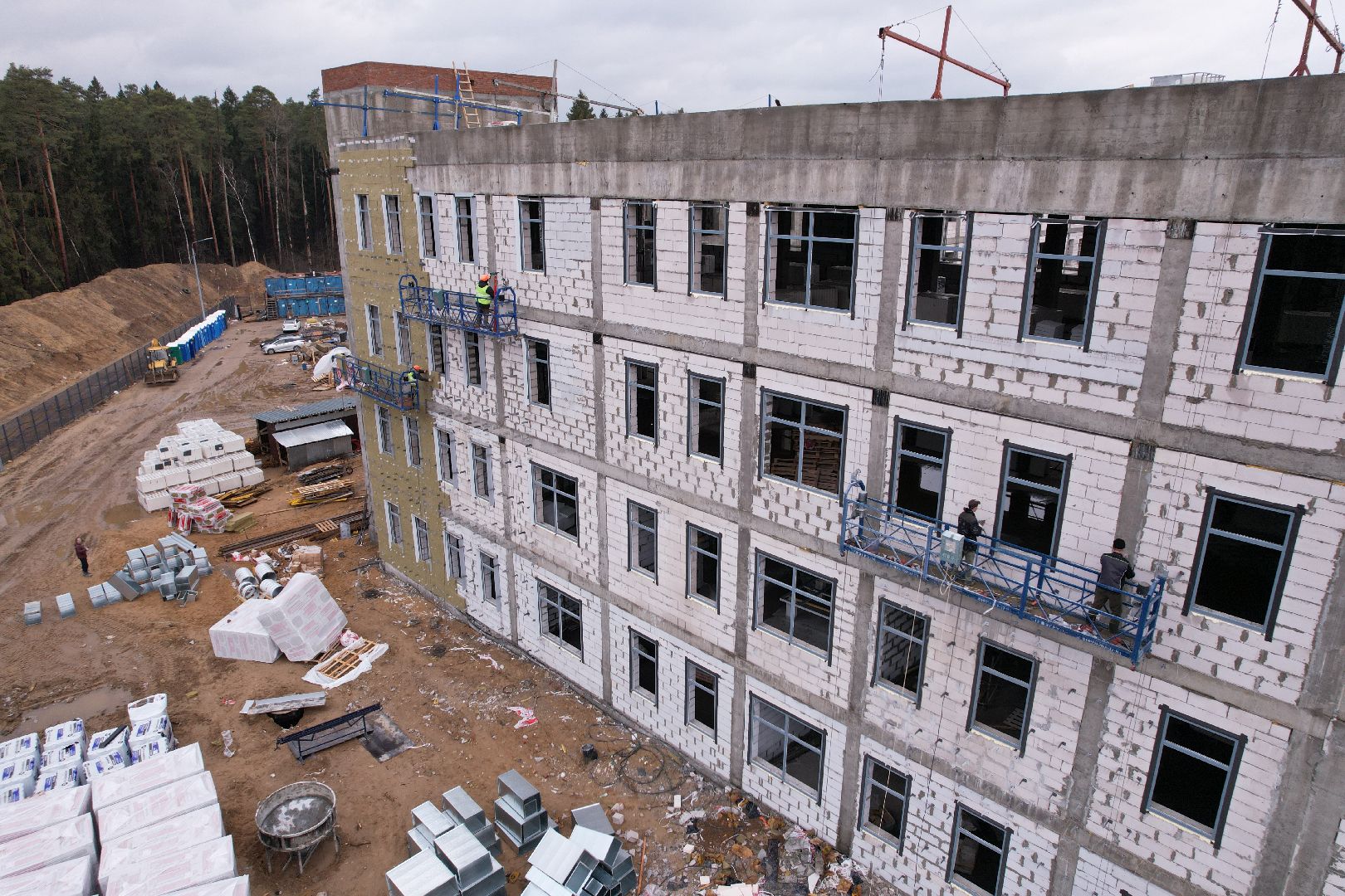 видео с коптера, новый корпус ЦО 5 в Ногинске, ремонт центра образования 5 в Ногинске,