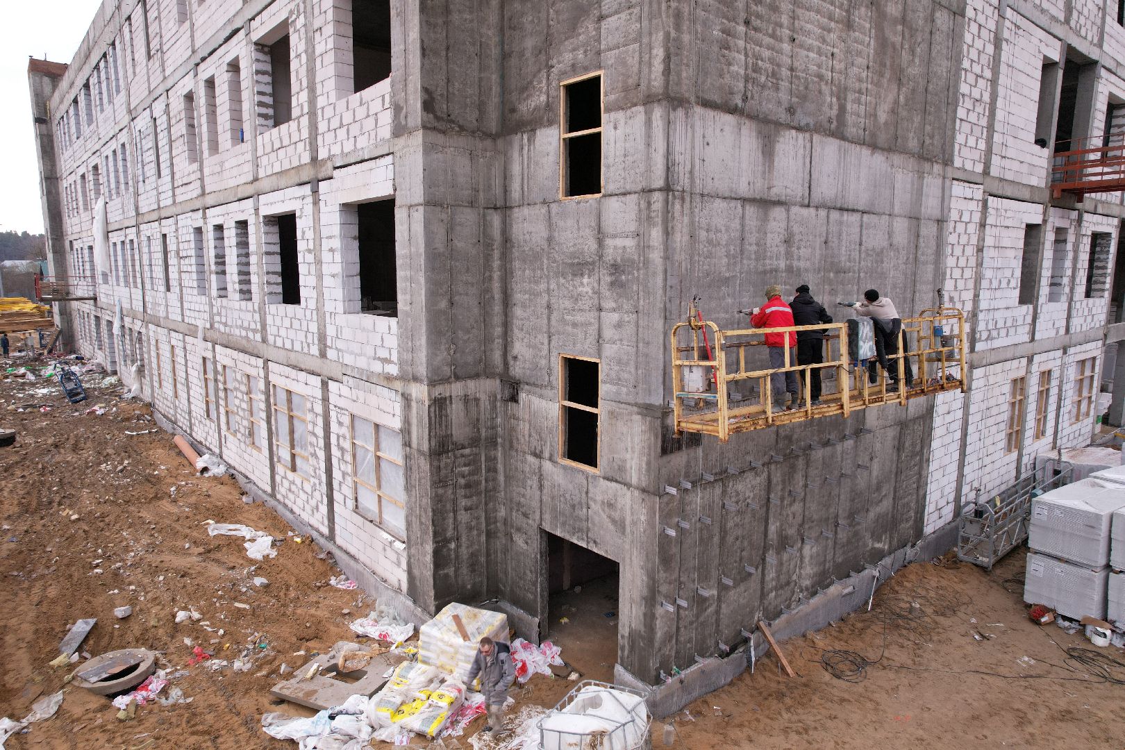 видео с коптера, новый корпус ЦО 5 в Ногинске, ремонт центра образования 5 в Ногинске,