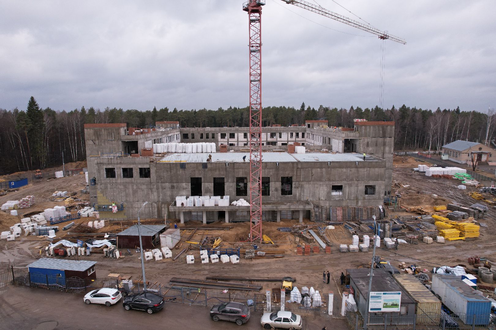 видео с коптера, новый корпус ЦО 5 в Ногинске, ремонт центра образования 5 в Ногинске,