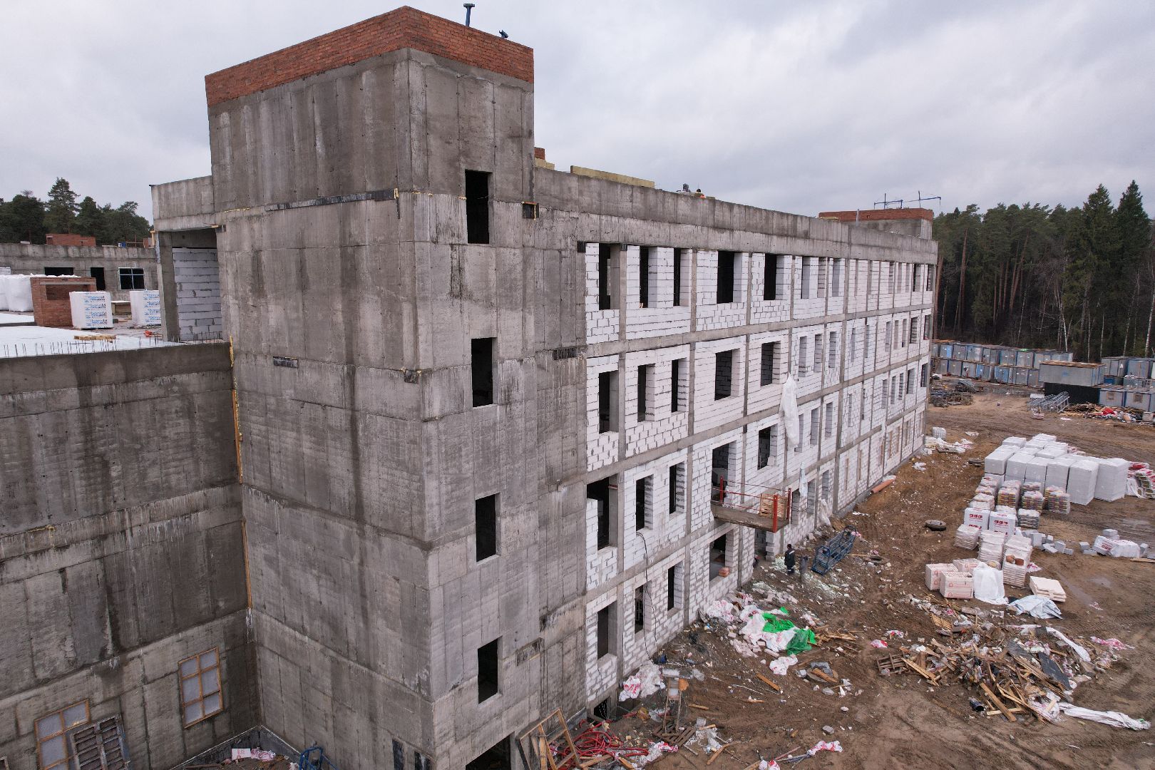 видео с коптера, новый корпус ЦО 5 в Ногинске, ремонт центра образования 5 в Ногинске,