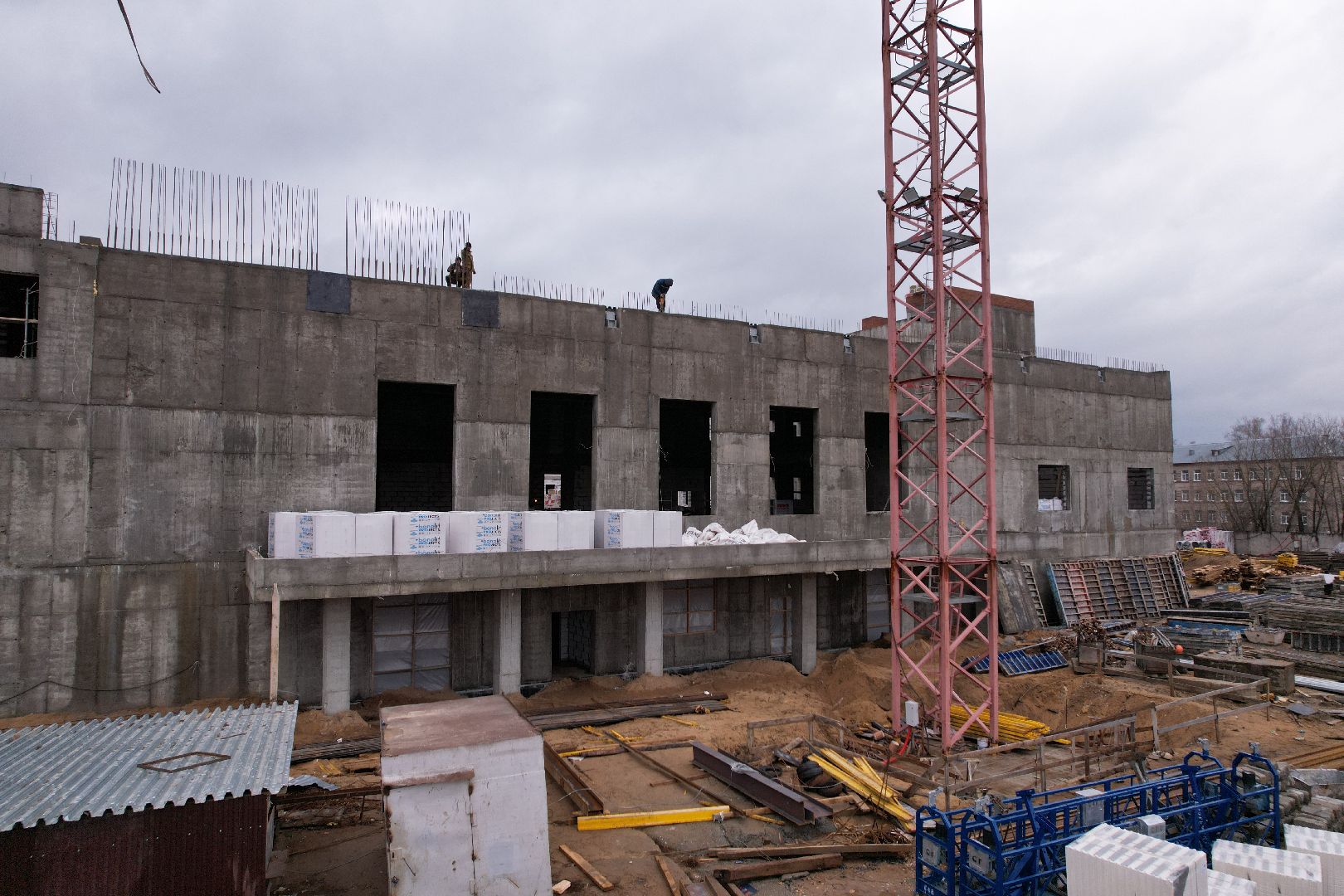 видео с коптера, новый корпус ЦО 5 в Ногинске, ремонт центра образования 5 в Ногинске,