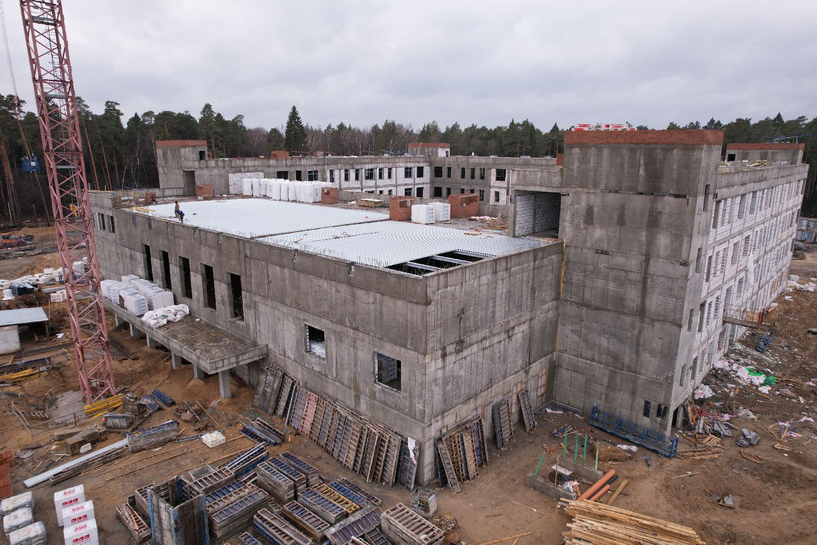 видео с коптера, новый корпус ЦО 5 в Ногинске, ремонт центра образования 5 в Ногинске,