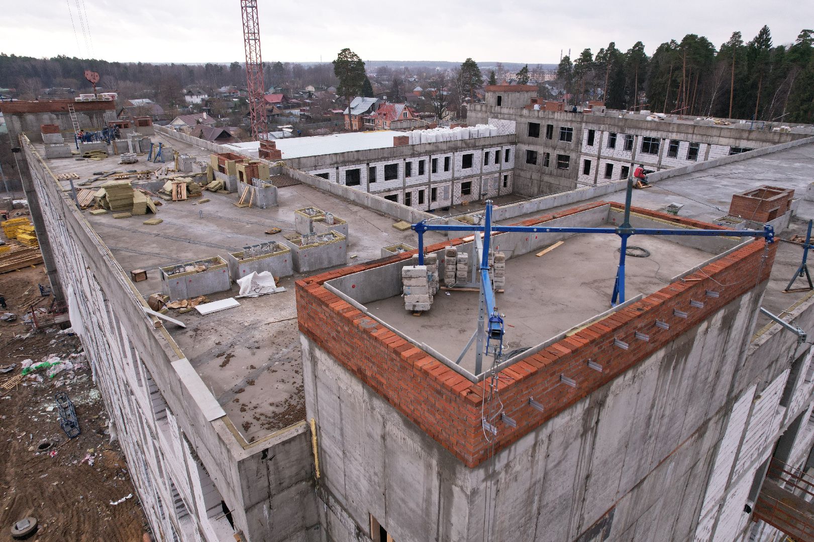 видео с коптера, новый корпус ЦО 5 в Ногинске, ремонт центра образования 5 в Ногинске,