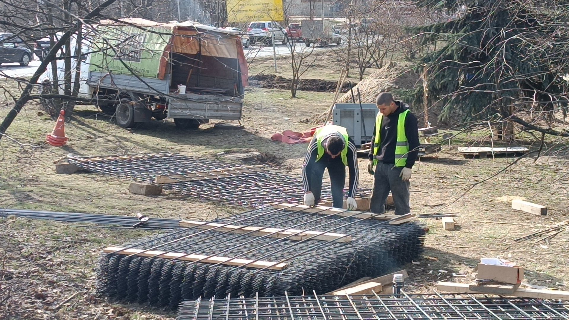 Благоустройство, Сквер вдоль пролетарского проспекта, Новые дорожки, щёлково,