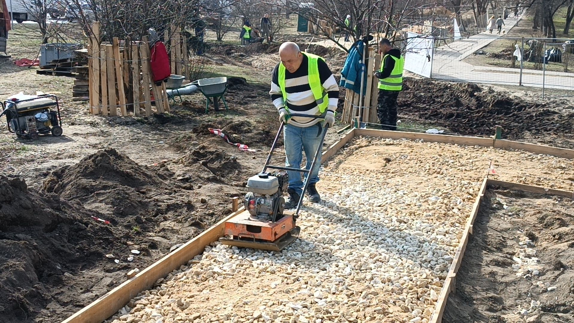 Благоустройство, Сквер вдоль пролетарского проспекта, Новые дорожки, щёлково,