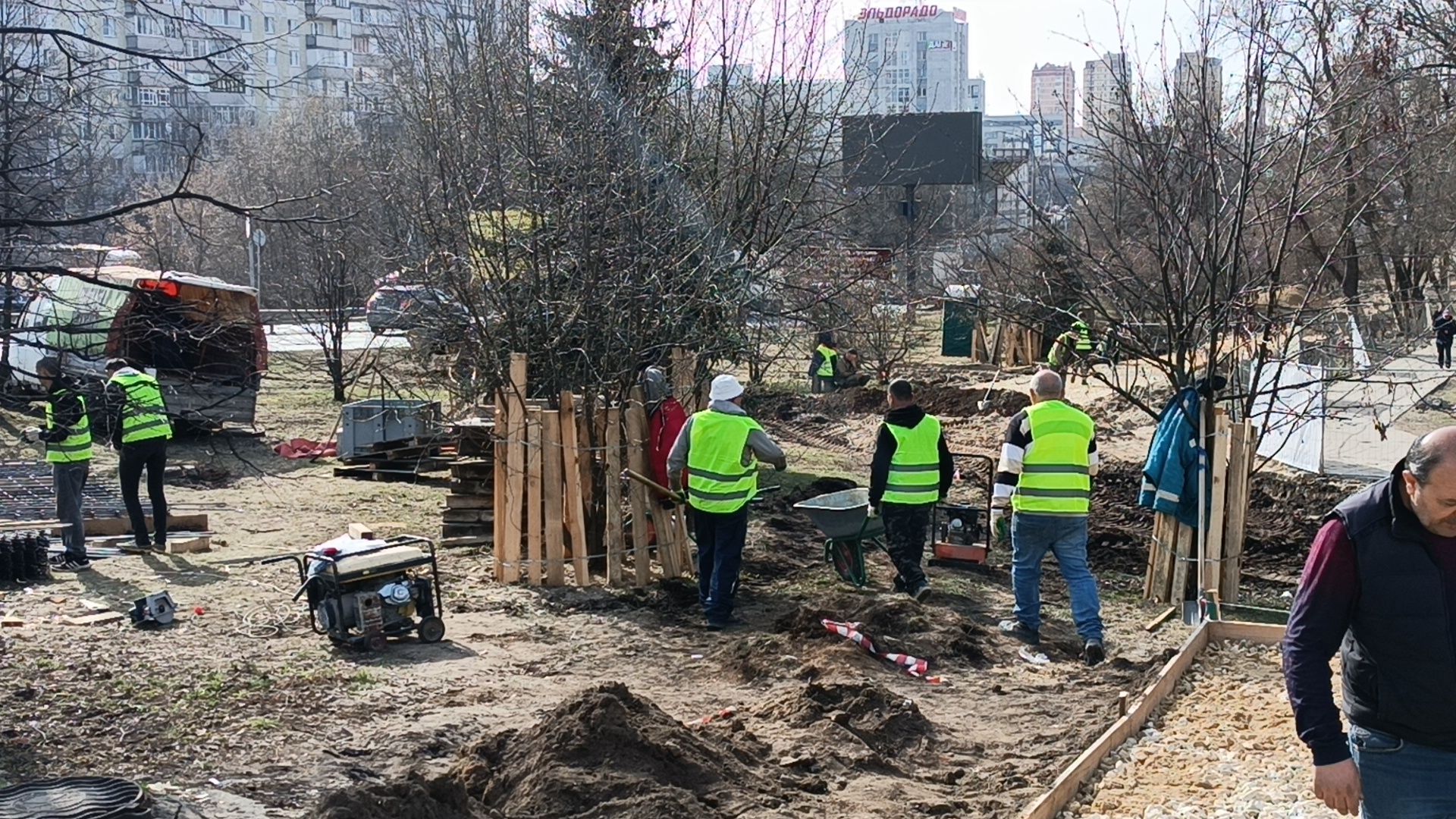 Благоустройство, Сквер вдоль пролетарского проспекта, Новые дорожки, щёлково,