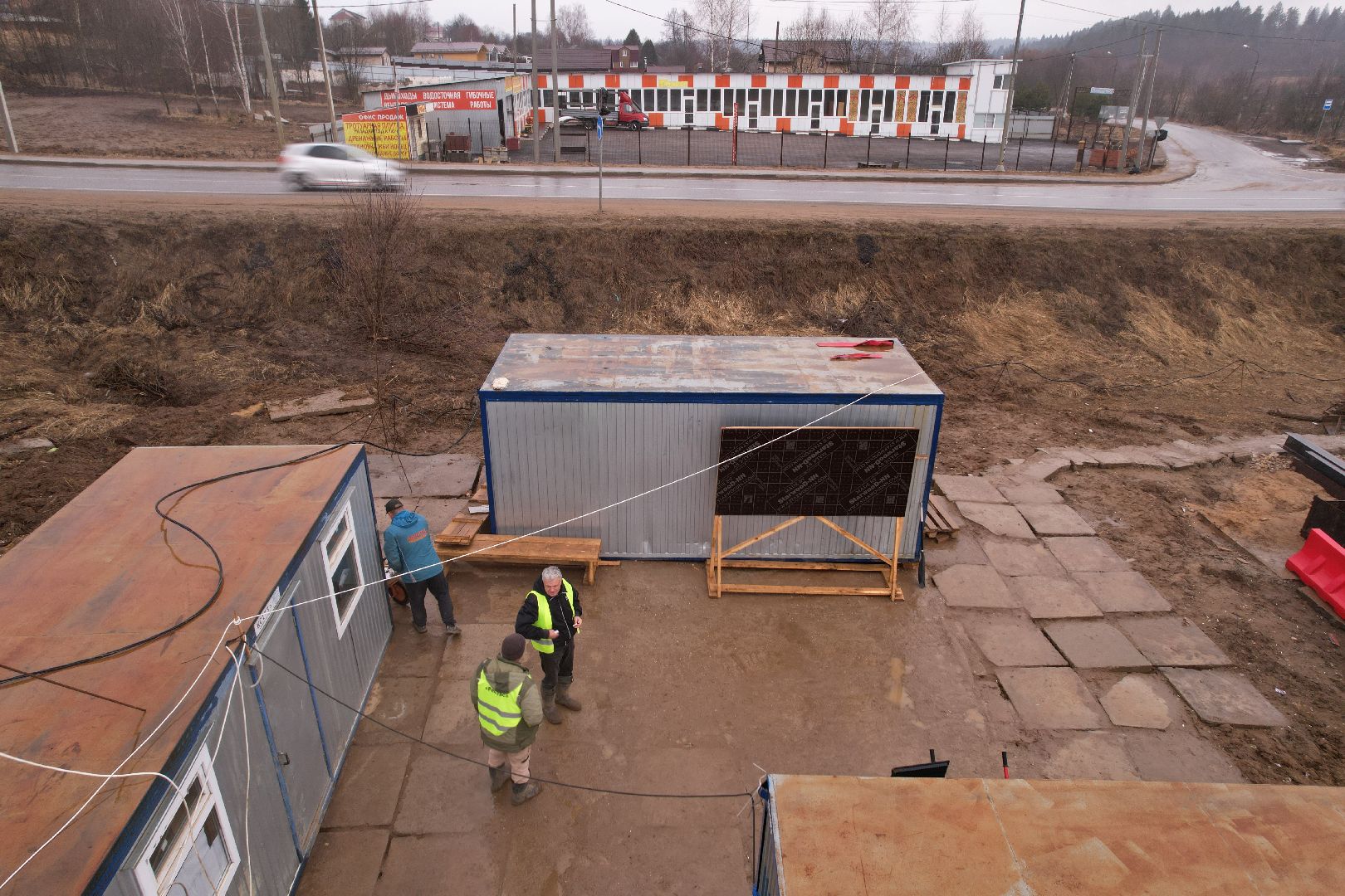 реконструкция моста в деревне Поречье, видео с коптера, ремонт моста в Рузе,