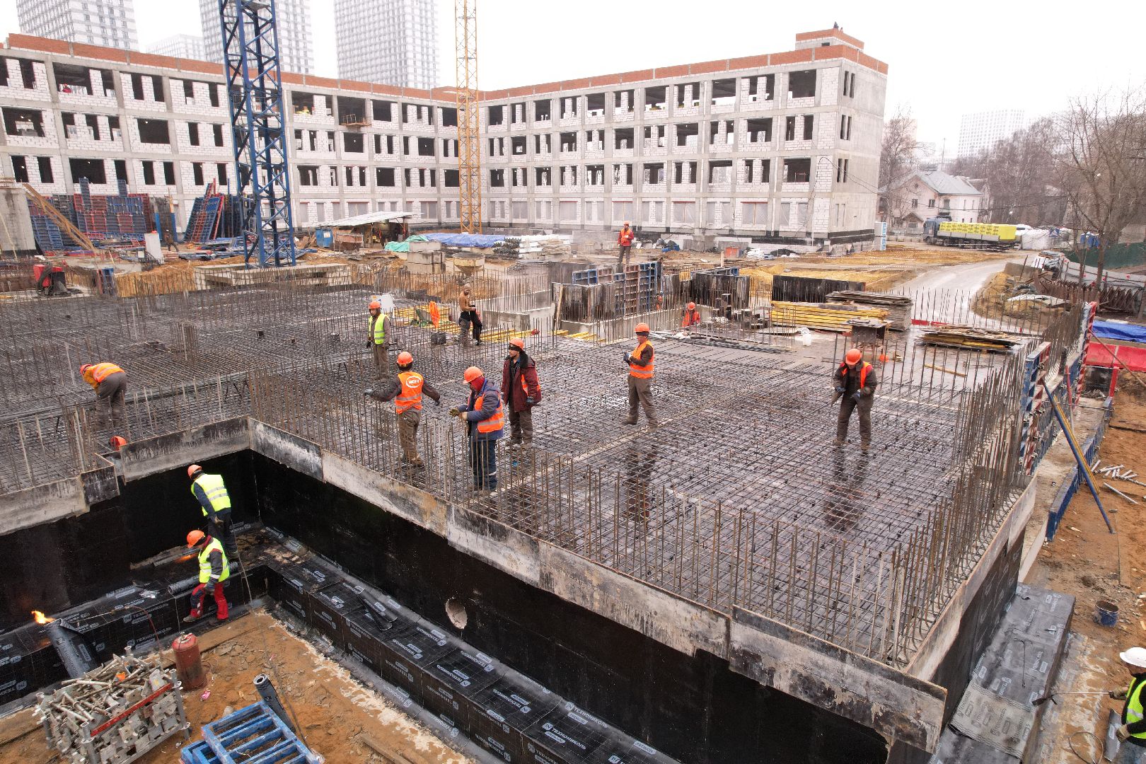 видео с коптера, школа и детский сад в котельниках, строительство в котельниках,