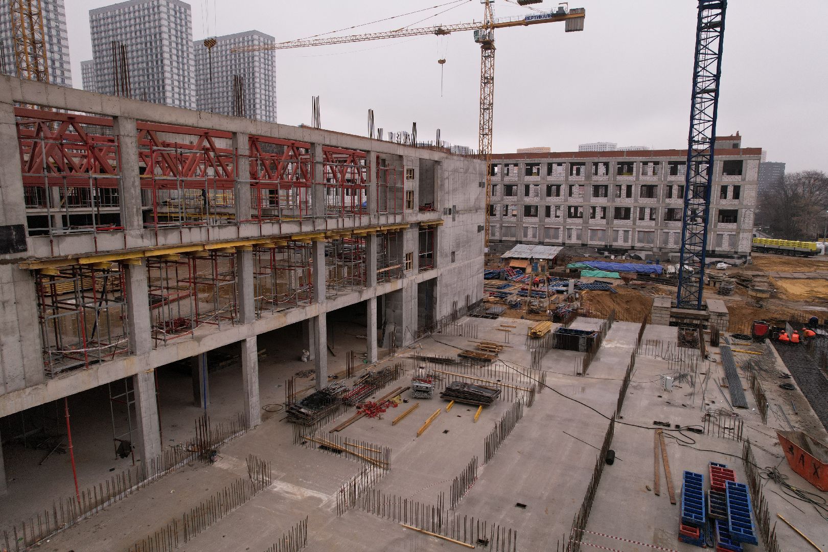 видео с коптера, школа и детский сад в котельниках, строительство в котельниках,