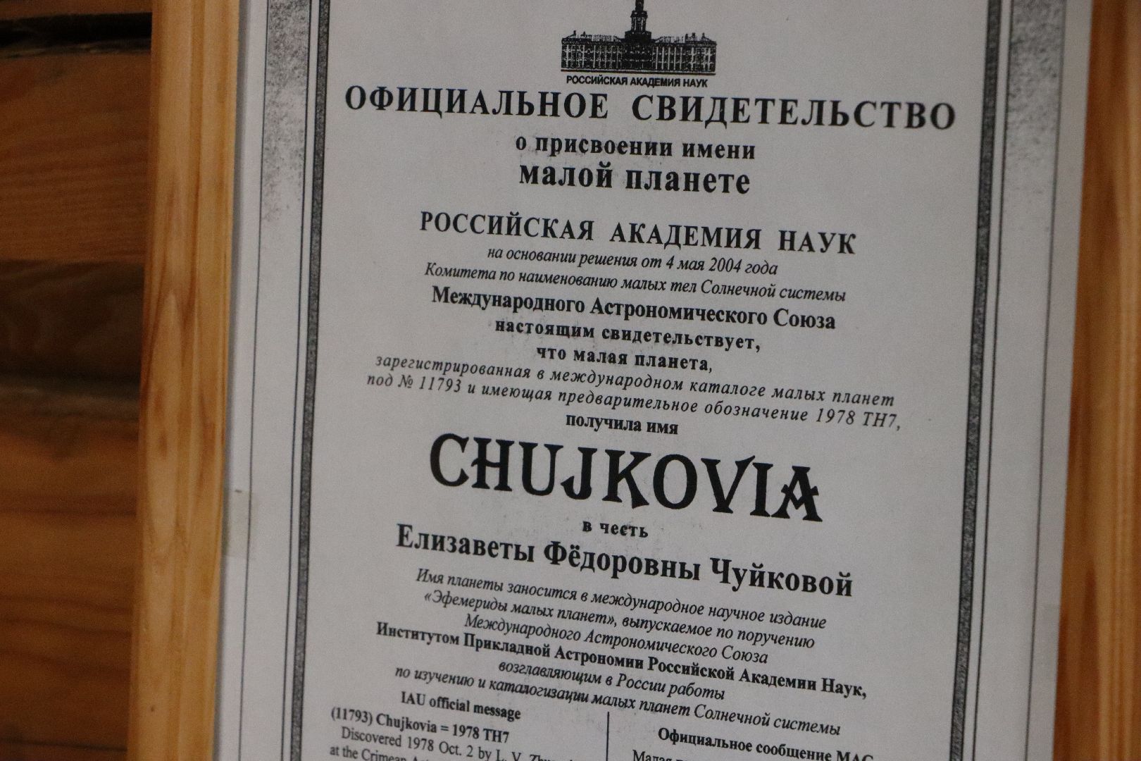 культура, астрономия, малая планета, Чуйковия,