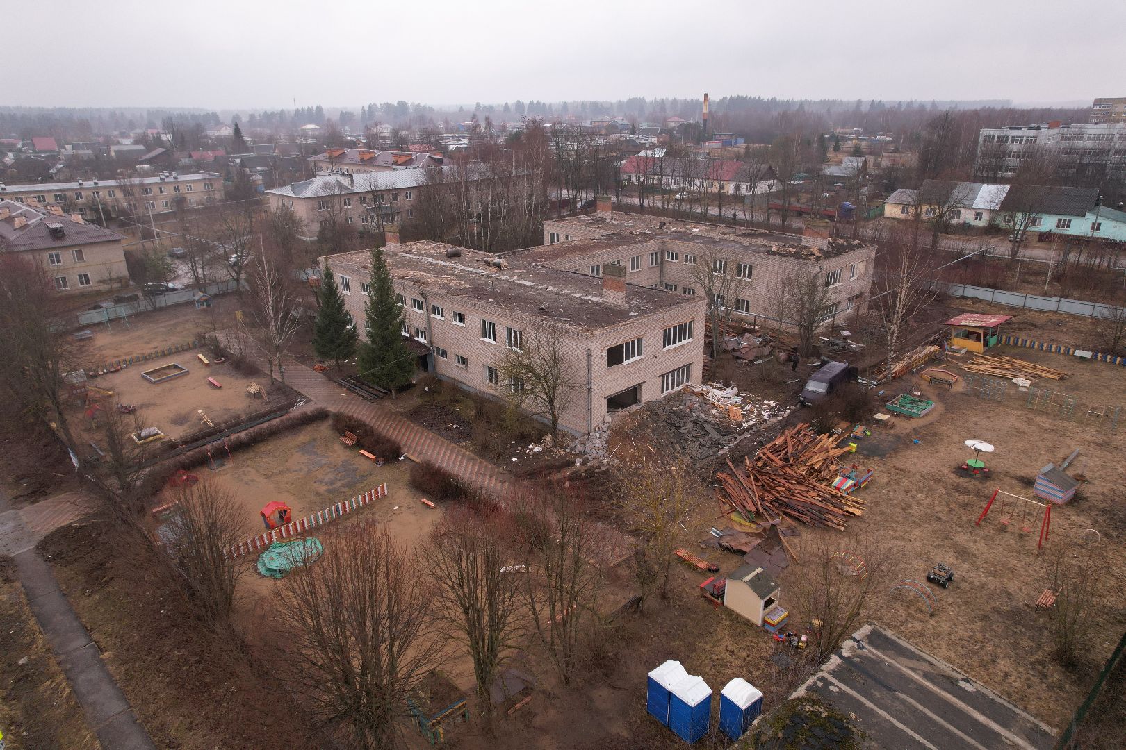 видео с коптера, капремонт детского сада в рузе, детский сад в Колюбакино,