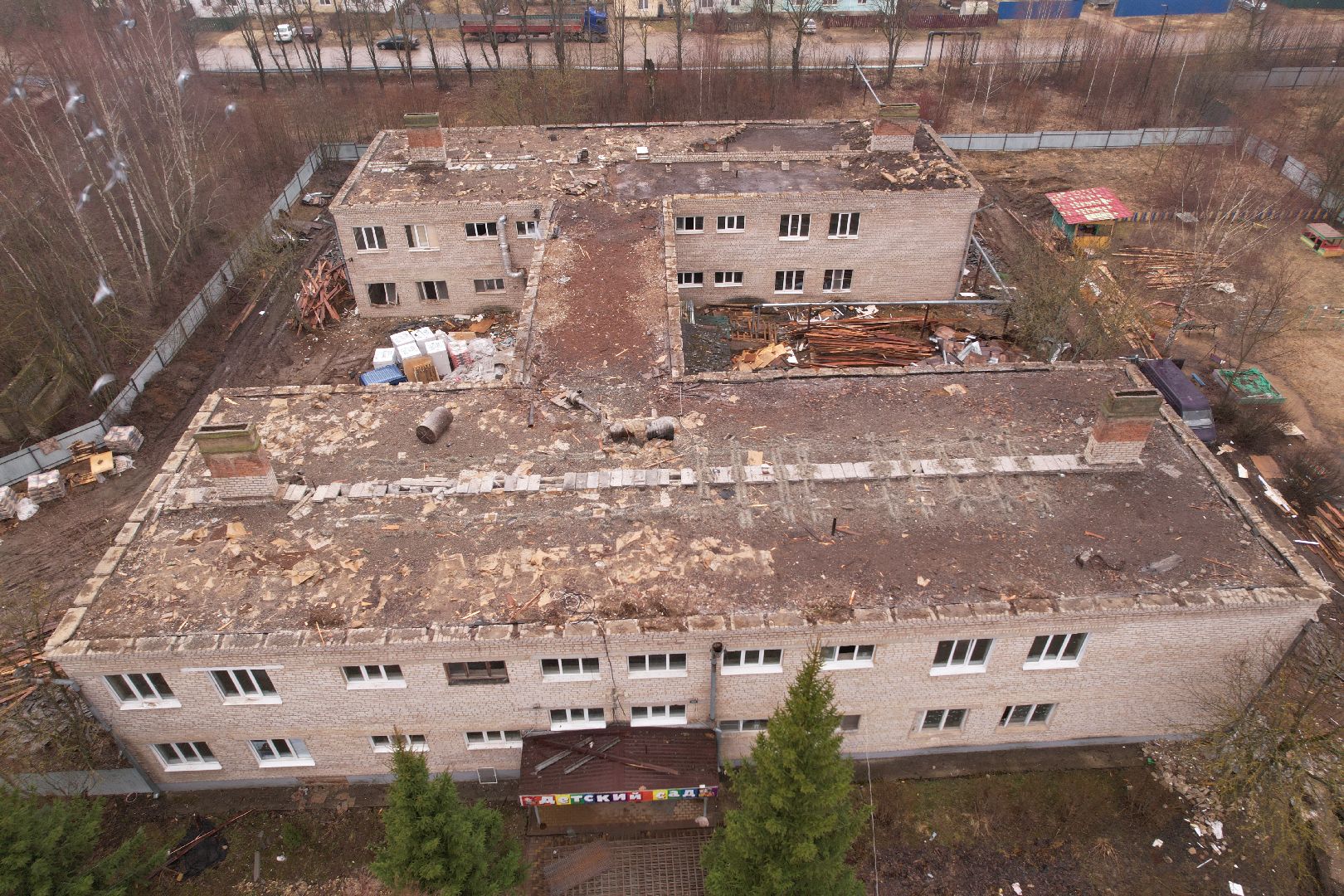 видео с коптера, капремонт детского сада в рузе, детский сад в Колюбакино,