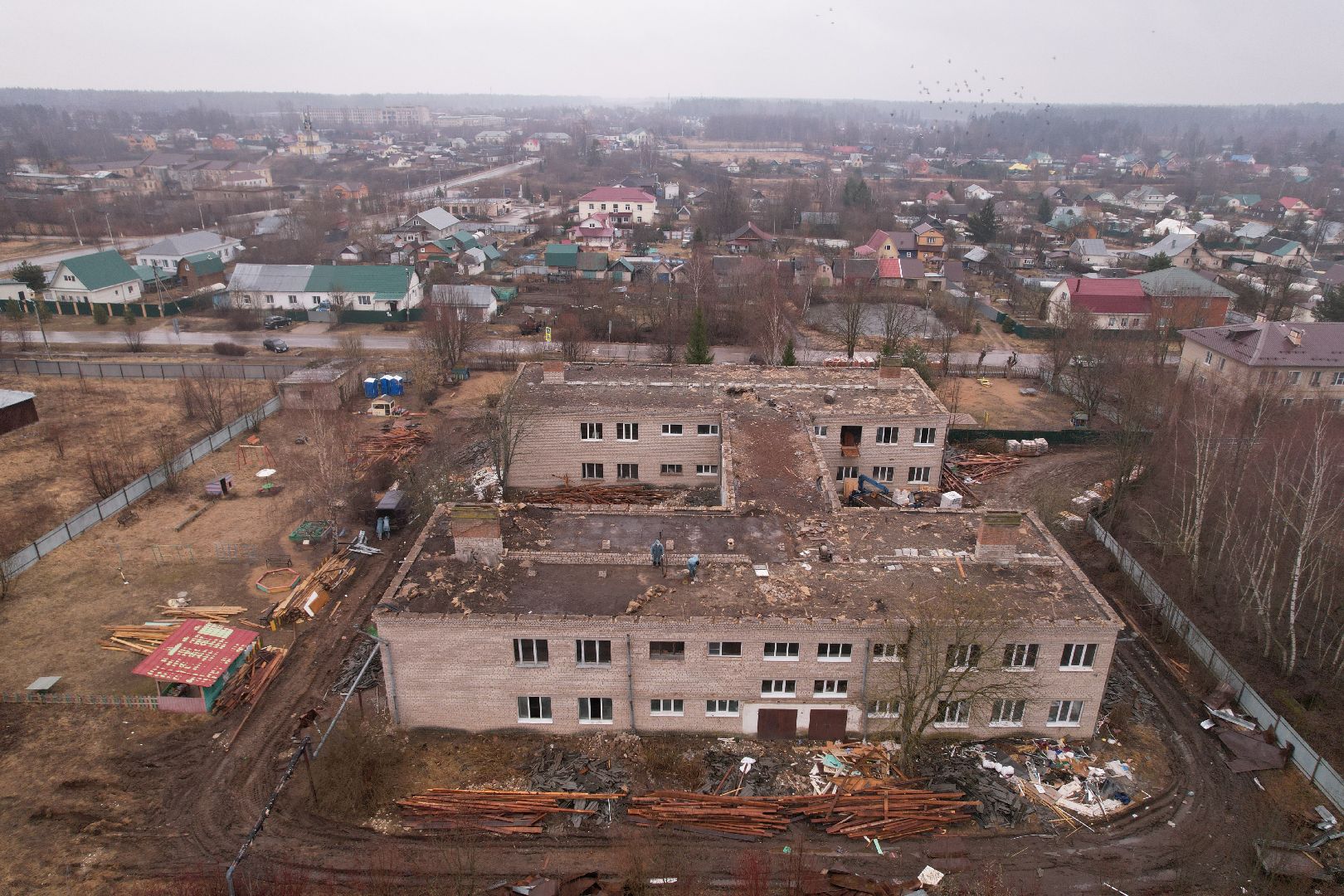 видео с коптера, капремонт детского сада в рузе, детский сад в Колюбакино,