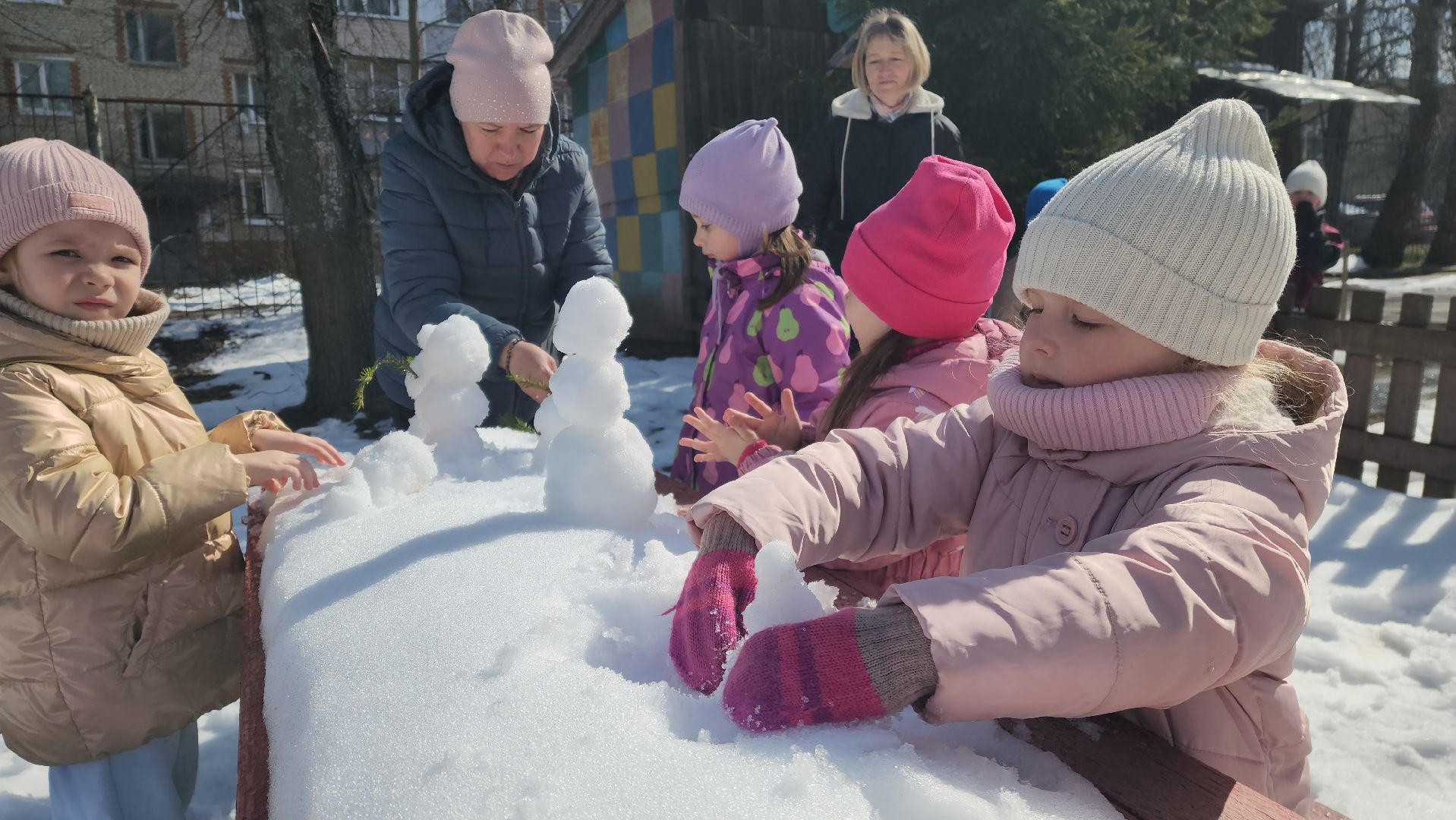 красноармейск, городской округ пушкинский, апрельский снег, снеговички, дошкольное образование,