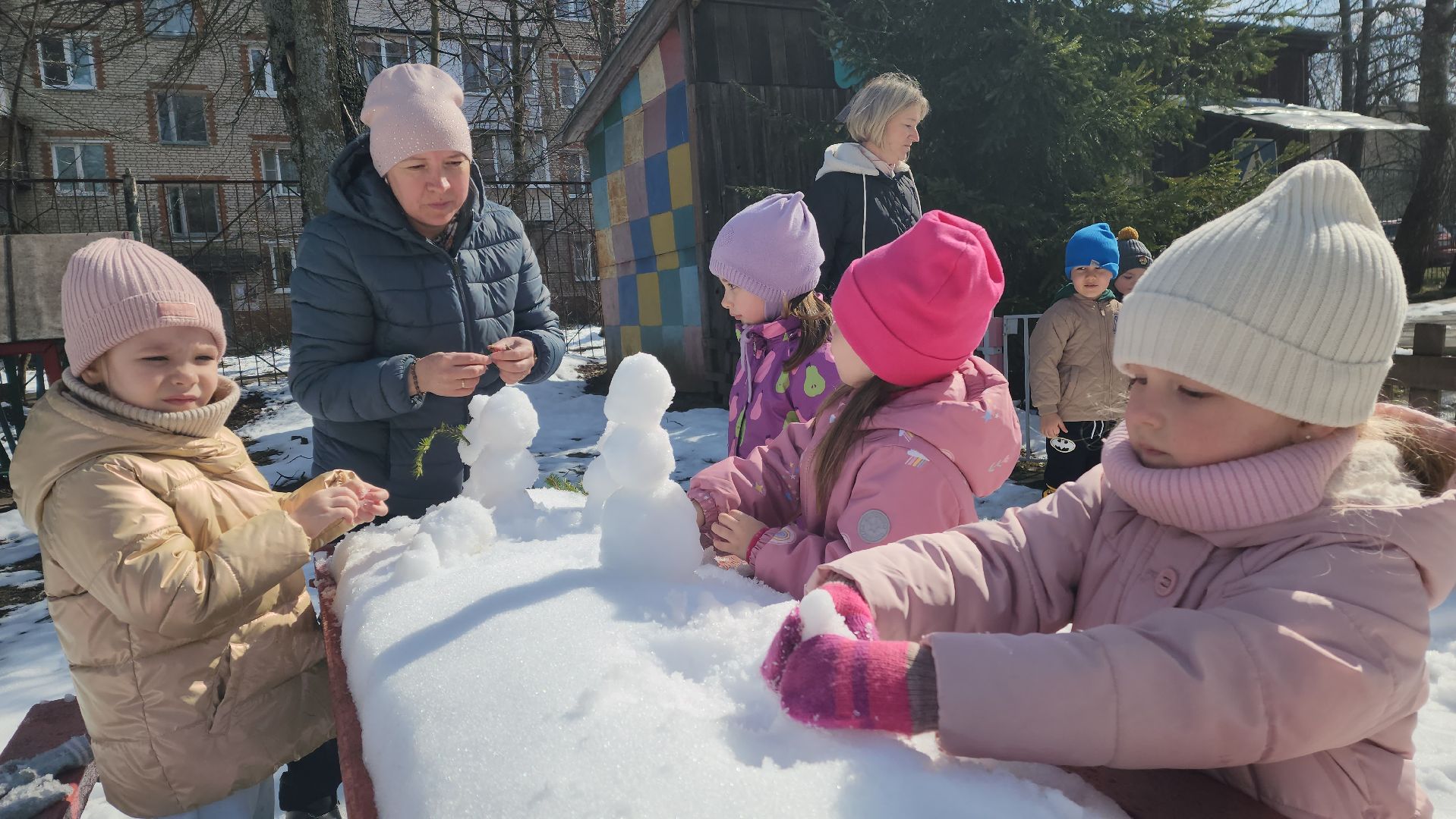 красноармейск, городской округ пушкинский, апрельский снег, снеговички, дошкольное образование,