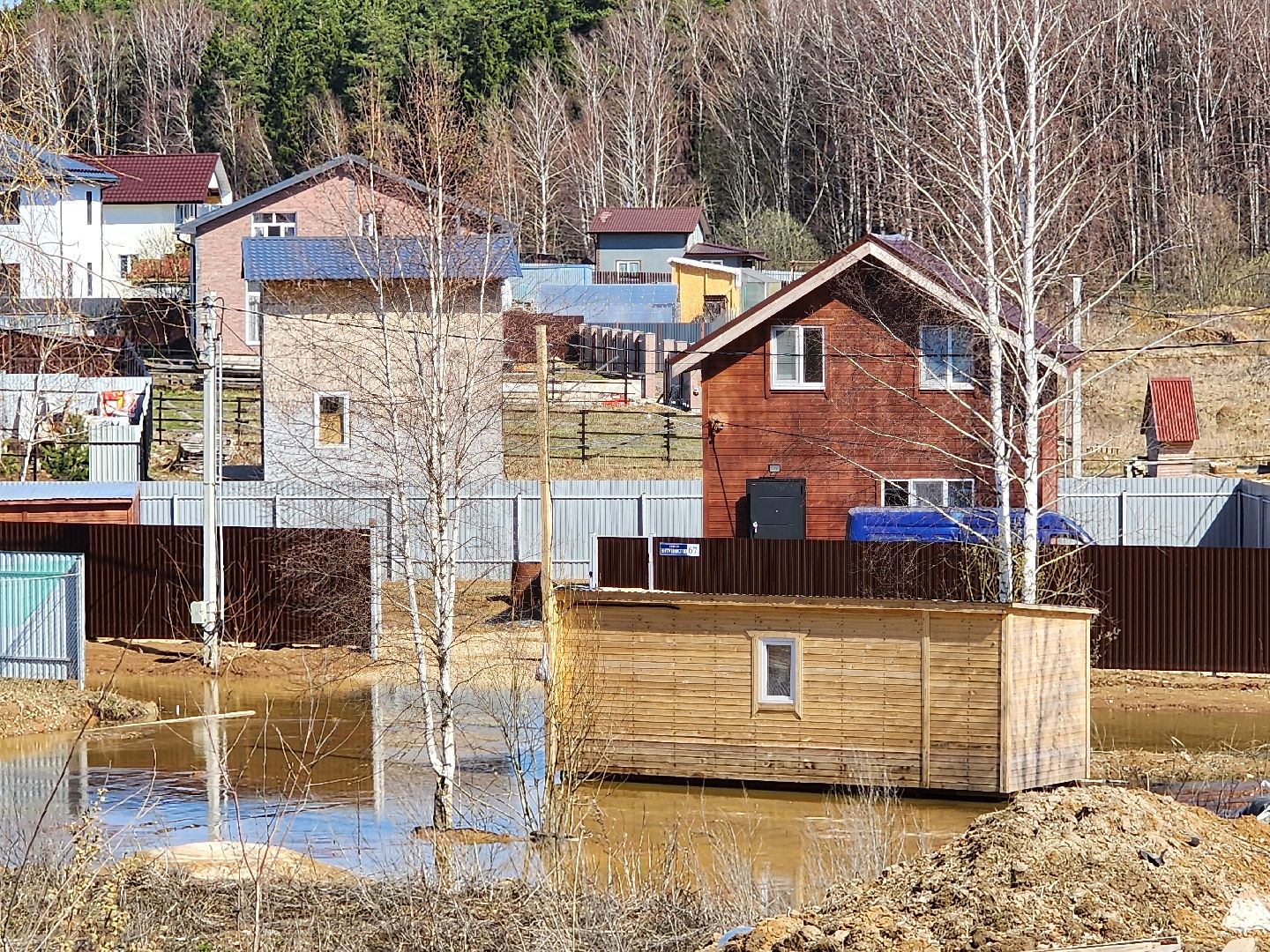 Чехов, деревня Чепелево, улица Энтузиастов, наводнение, подтопление, разлив воды, пруды, дренажная система, МЧС, Мособлпожспас,