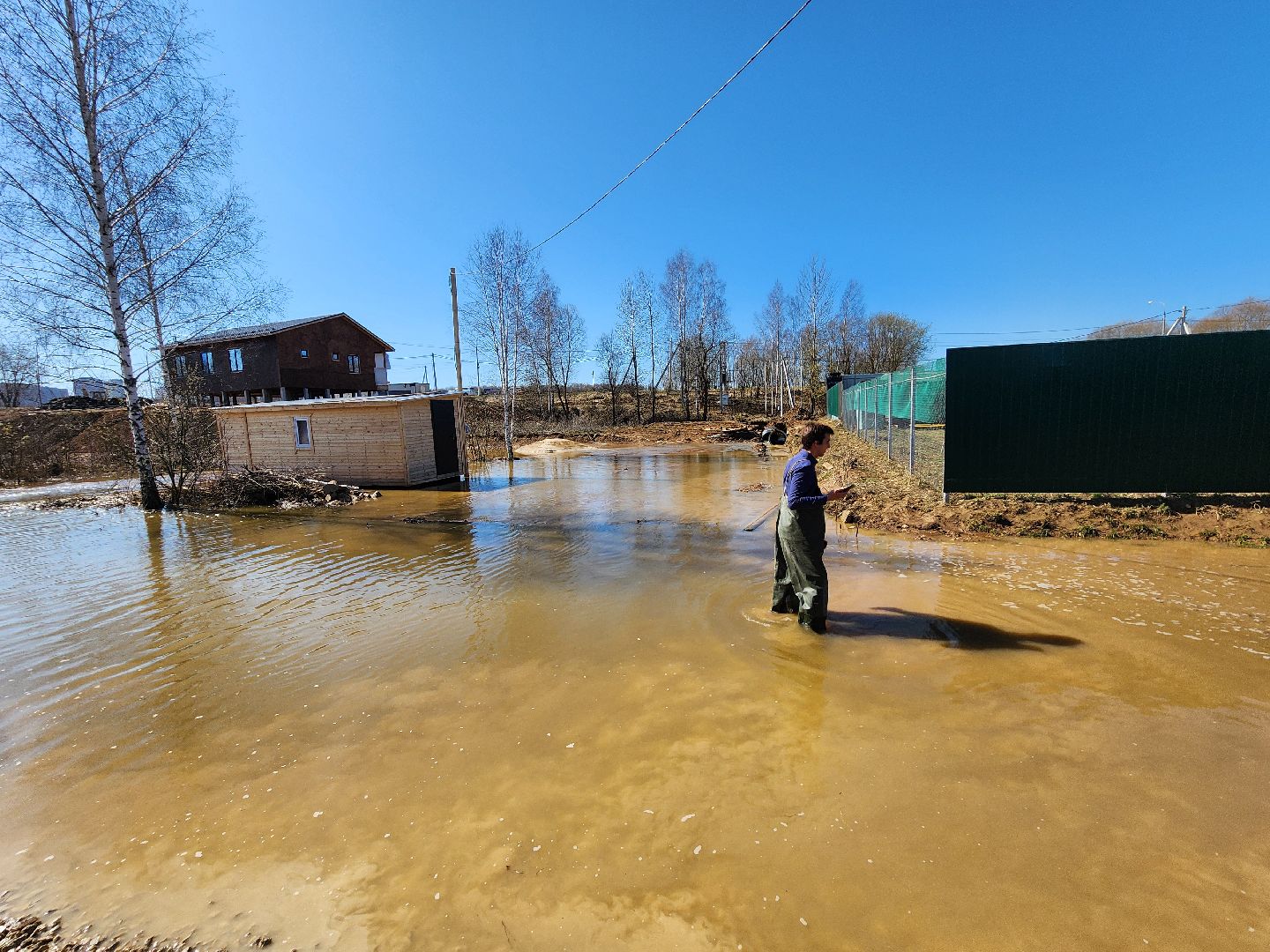 Чехов, деревня Чепелево, улица Энтузиастов, наводнение, подтопление, разлив воды, пруды, дренажная система, МЧС, Мособлпожспас,