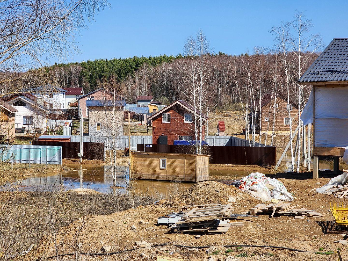 Чехов, деревня Чепелево, улица Энтузиастов, наводнение, подтопление, разлив воды, пруды, дренажная система, МЧС, Мособлпожспас,