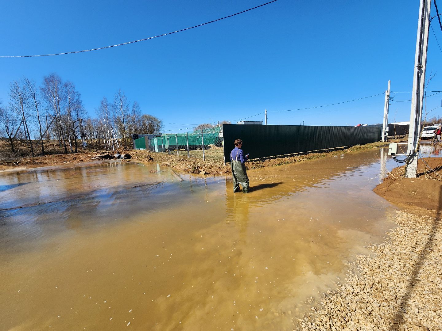Чехов, деревня Чепелево, улица Энтузиастов, наводнение, подтопление, разлив воды, пруды, дренажная система, МЧС, Мособлпожспас,