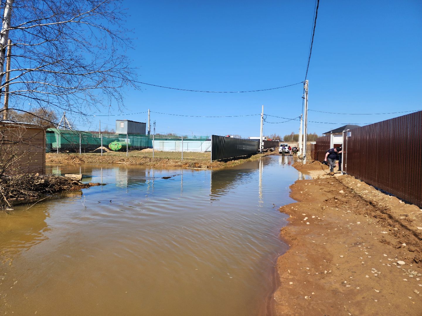 Чехов, деревня Чепелево, улица Энтузиастов, наводнение, подтопление, разлив воды, пруды, дренажная система, МЧС, Мособлпожспас,