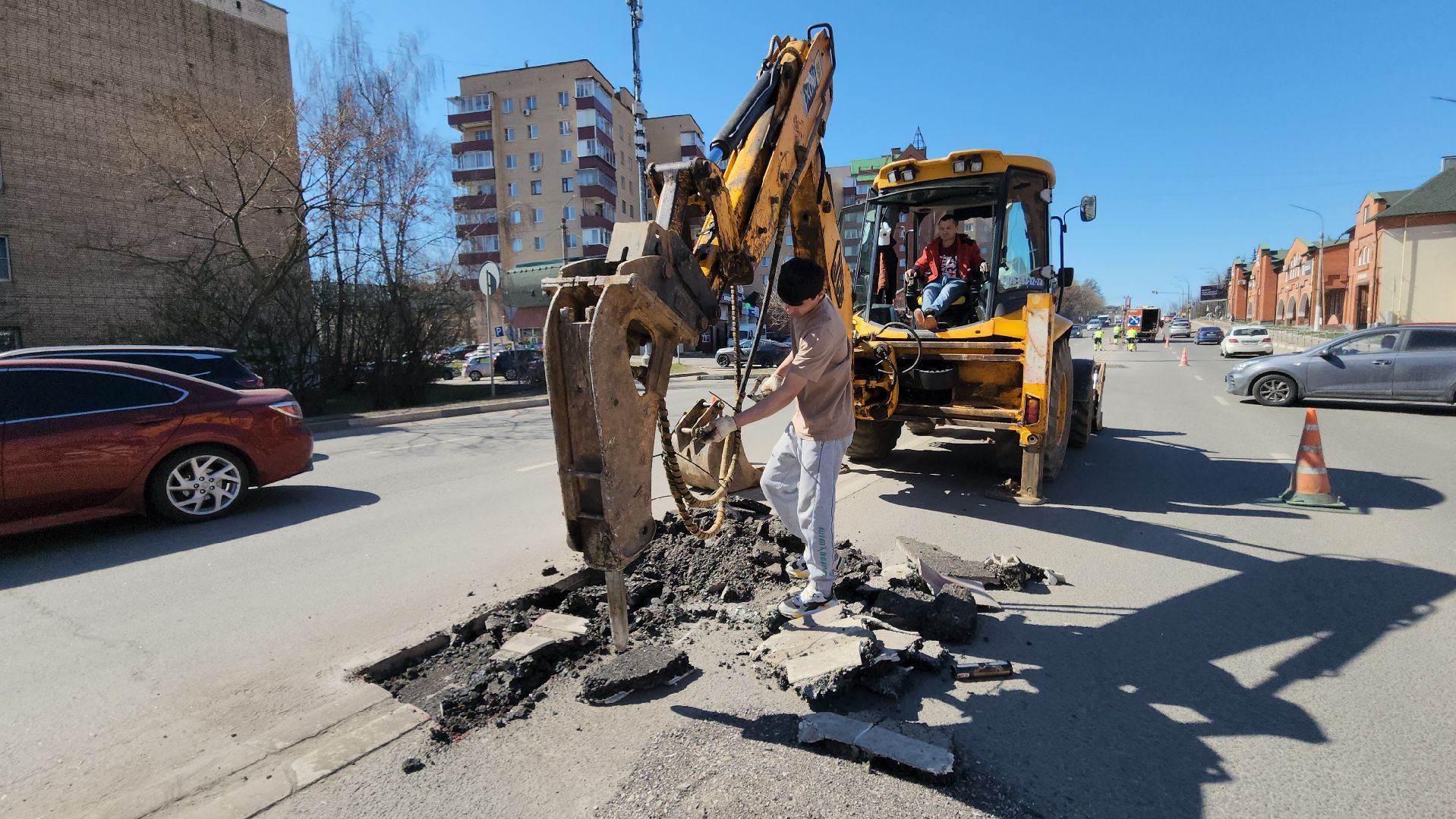 Истра, Ремонт дороги, тросовое ограждение,