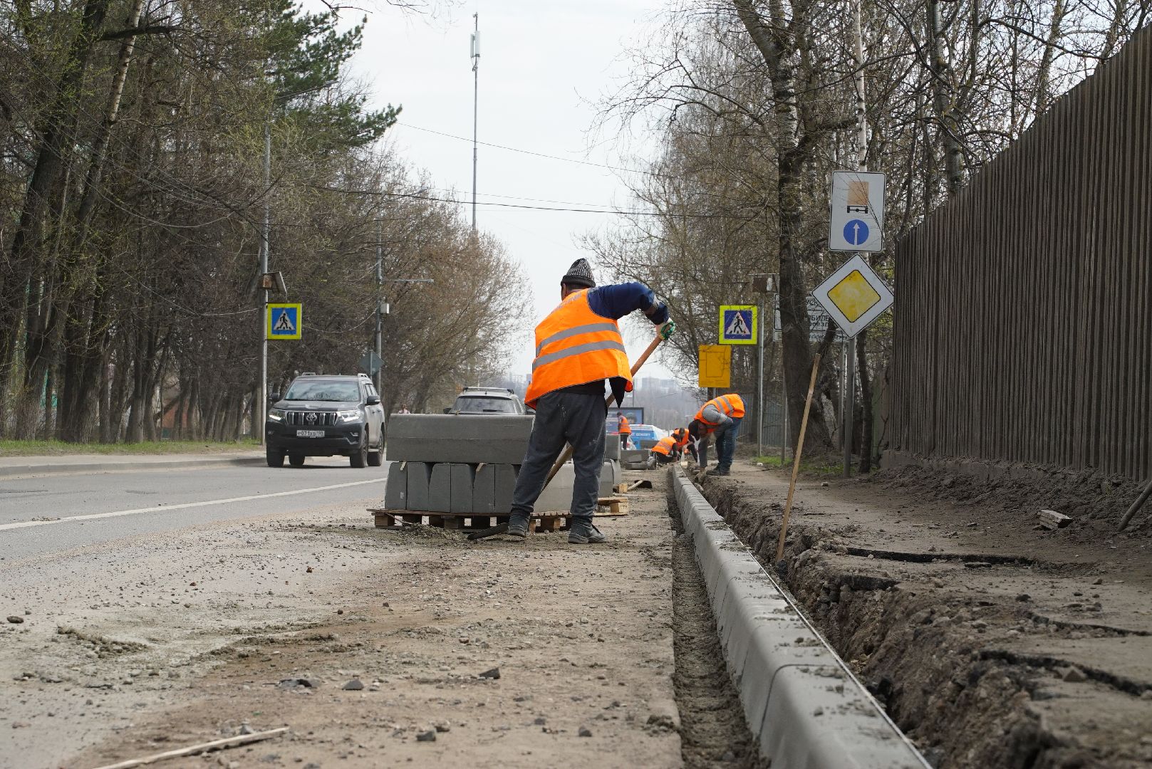бордюр, дорога, ремонт,