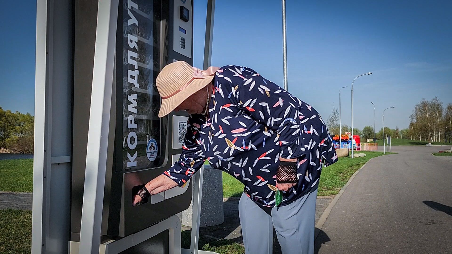 бронницы, парк бронницкий луг,  аппарат для кормления уток ,