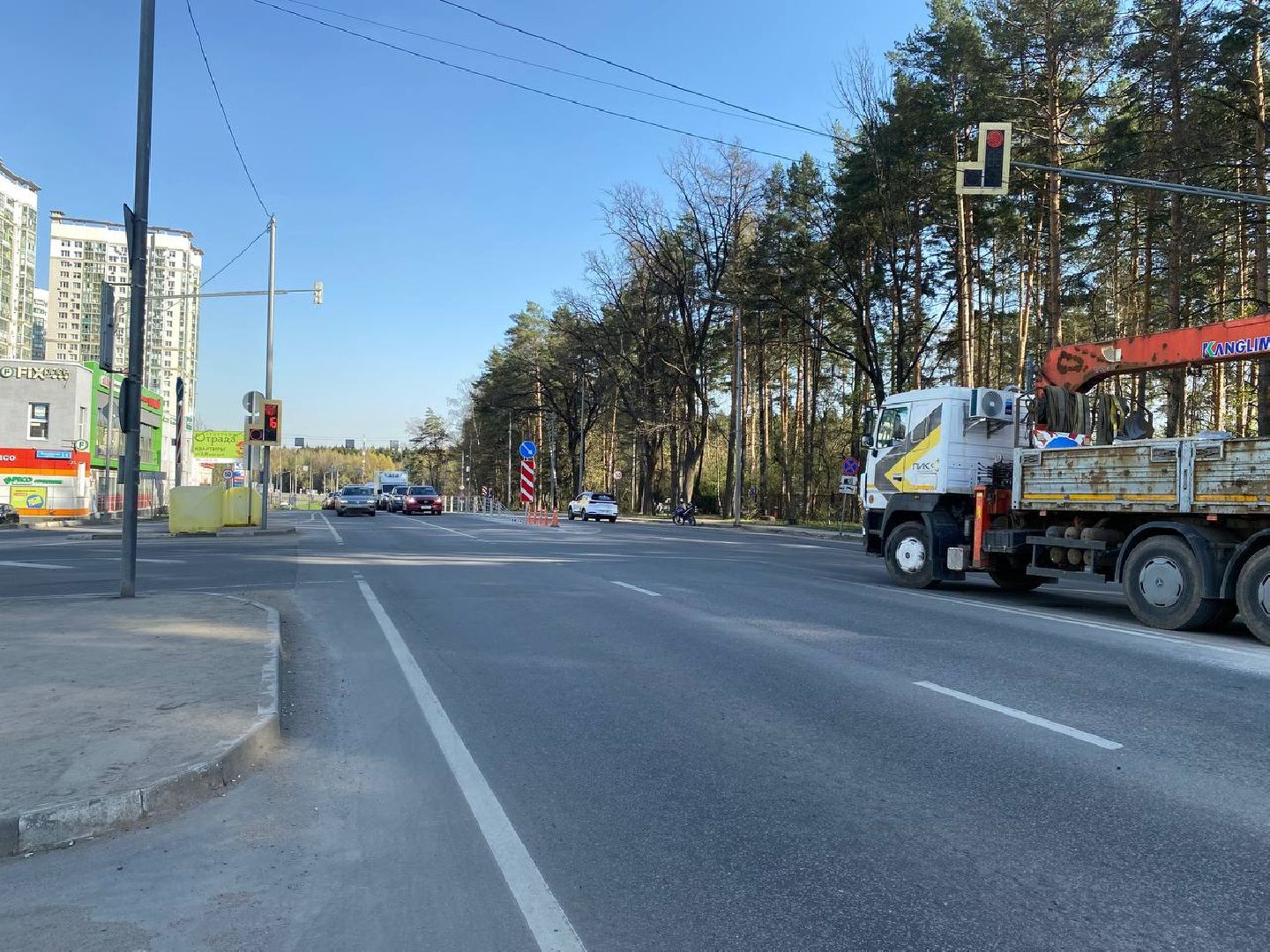тросовое ограждение, разделительная полоса, 28км Волоколамское шоссе,