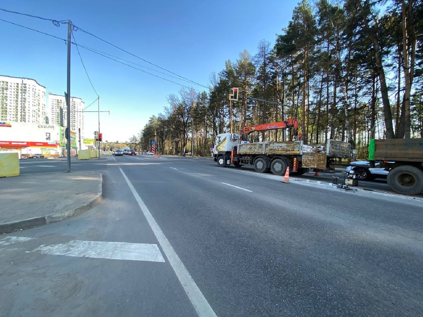 тросовое ограждение, разделительная полоса, 28км Волоколамское шоссе,