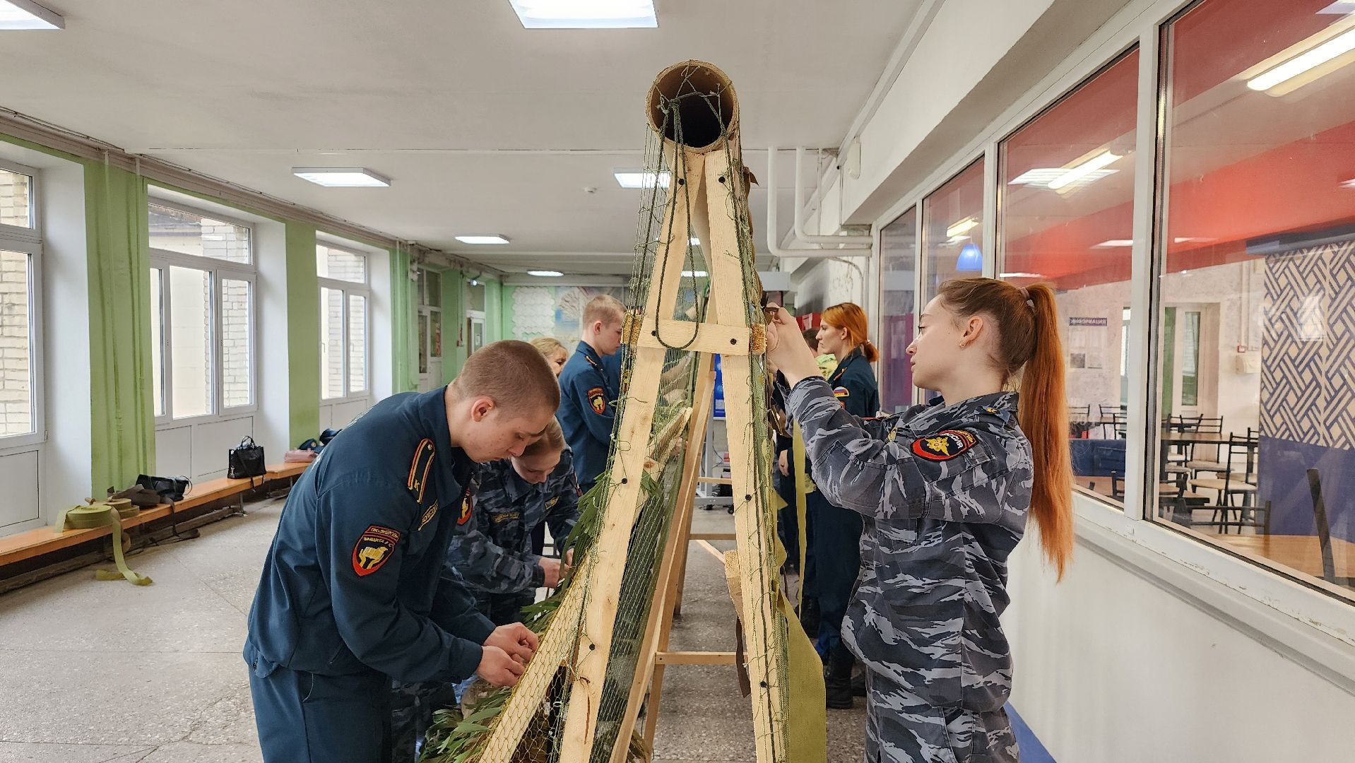 плетение маскировочных сетей, мастер-класс по плетению маскировочных сетей, колледж энергия, Старая Купавна, Богородский городской округ,