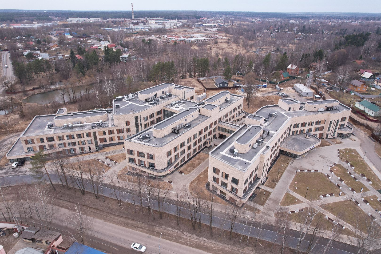 видео с коптера, больница хотьково, кдц хотьково,