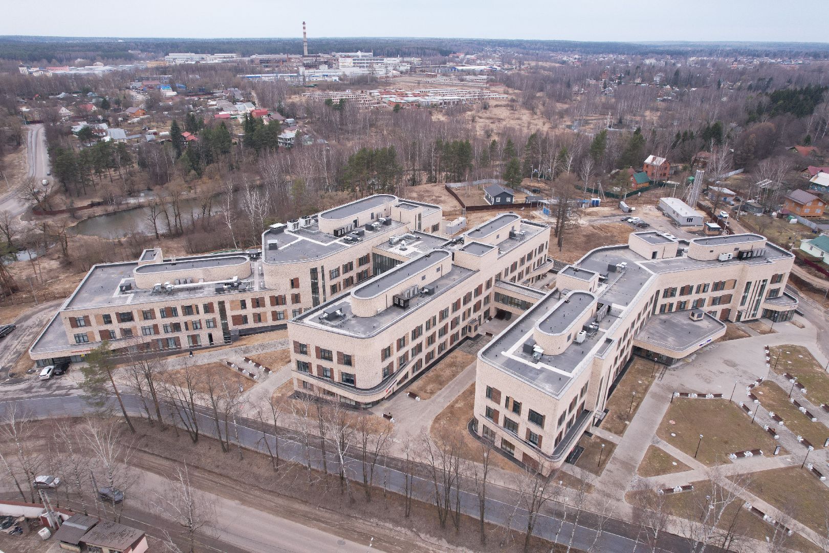 видео с коптера, больница хотьково, кдц хотьково,