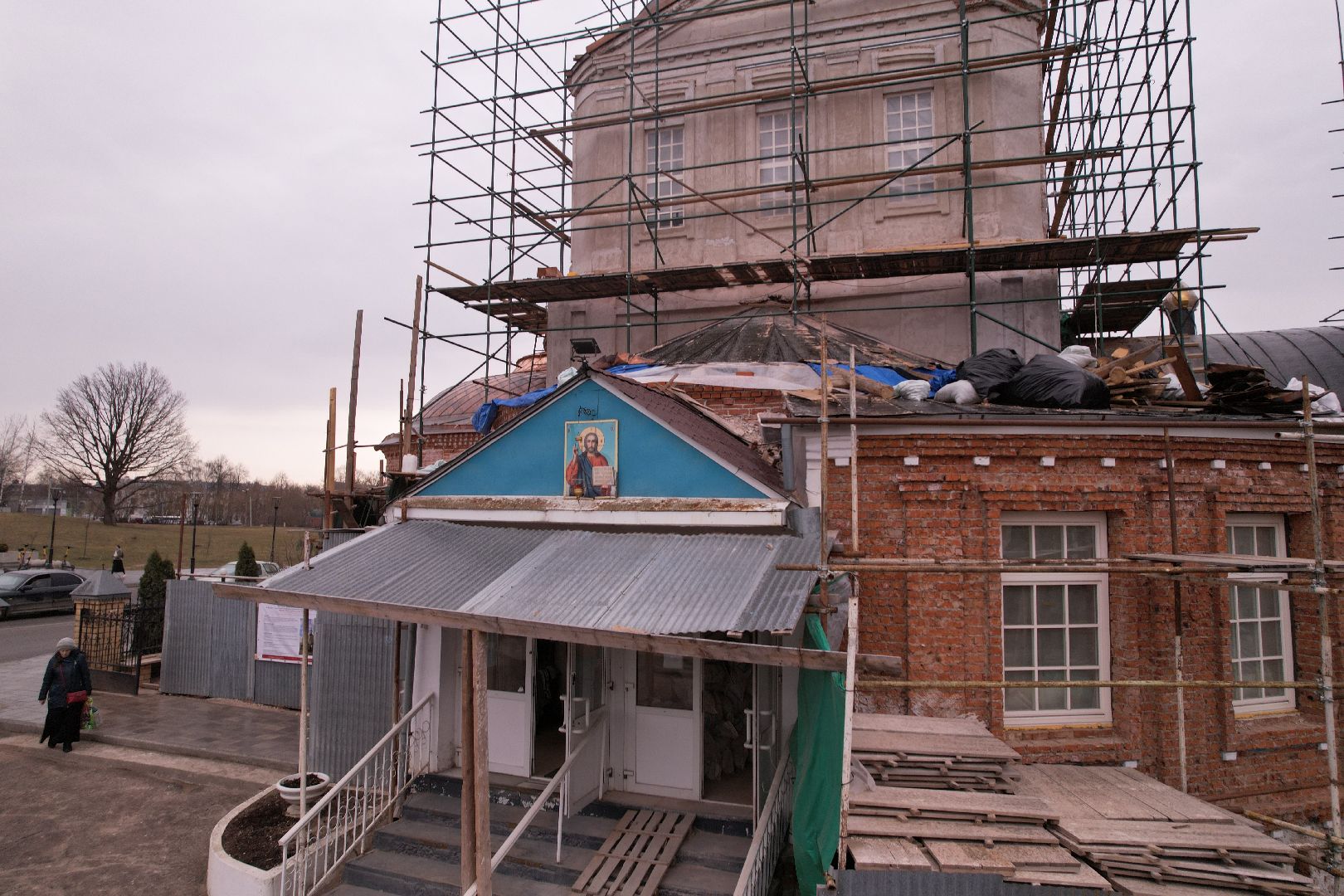 видео с коптера, храм Петра и Павла , реконструкция храма в сергиевом посаде,