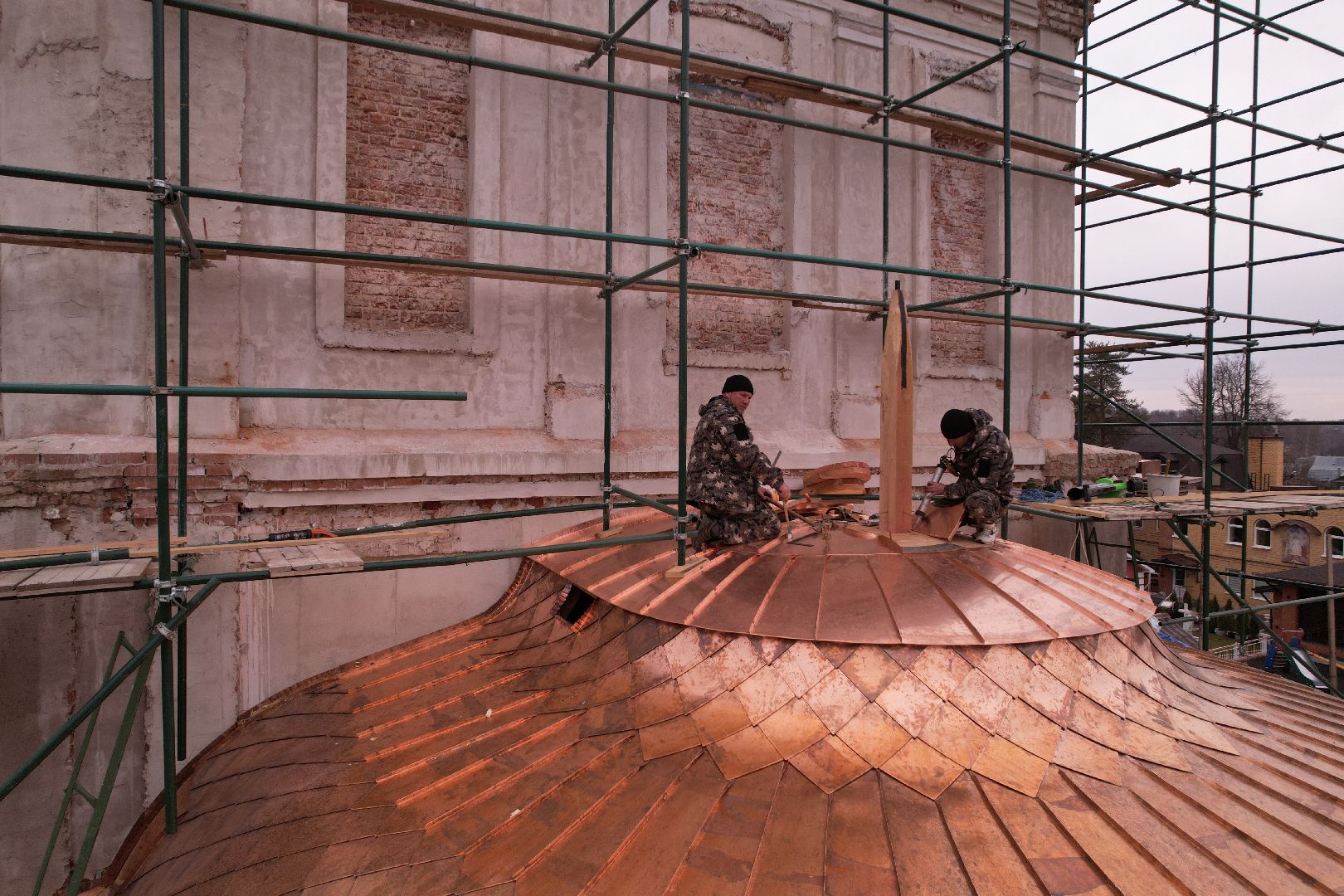 видео с коптера, храм Петра и Павла , реконструкция храма в сергиевом посаде,