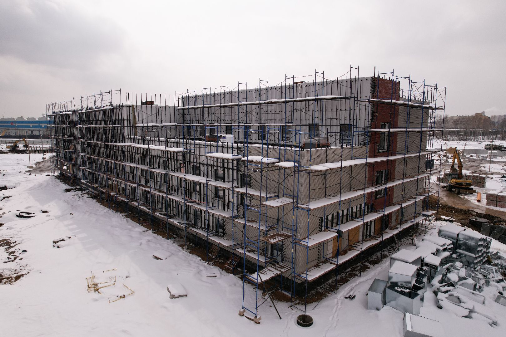 видео с коптера, детский сад в мытищах, строительство детского сада,