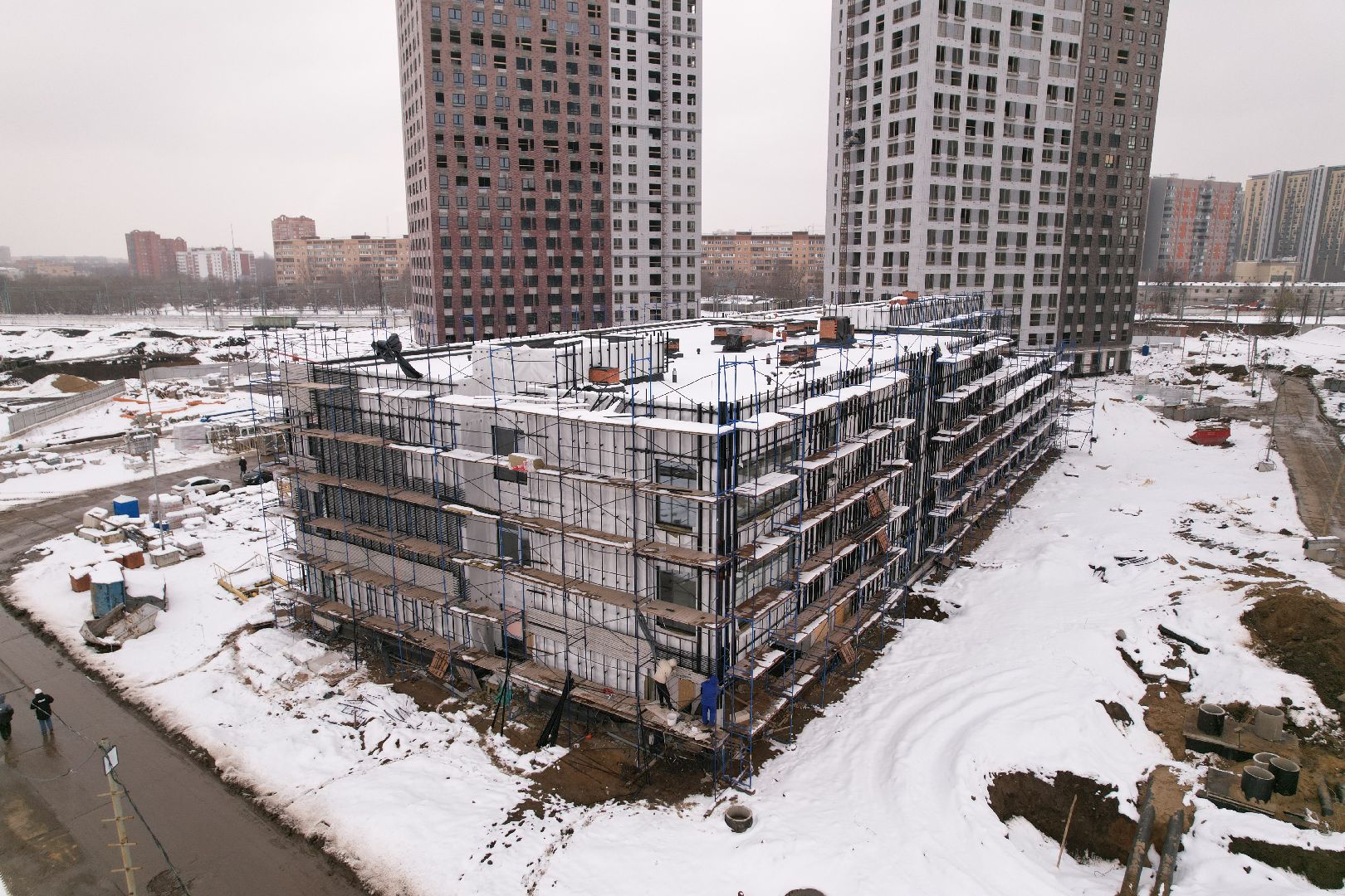 видео с коптера, детский сад в мытищах, строительство детского сада,