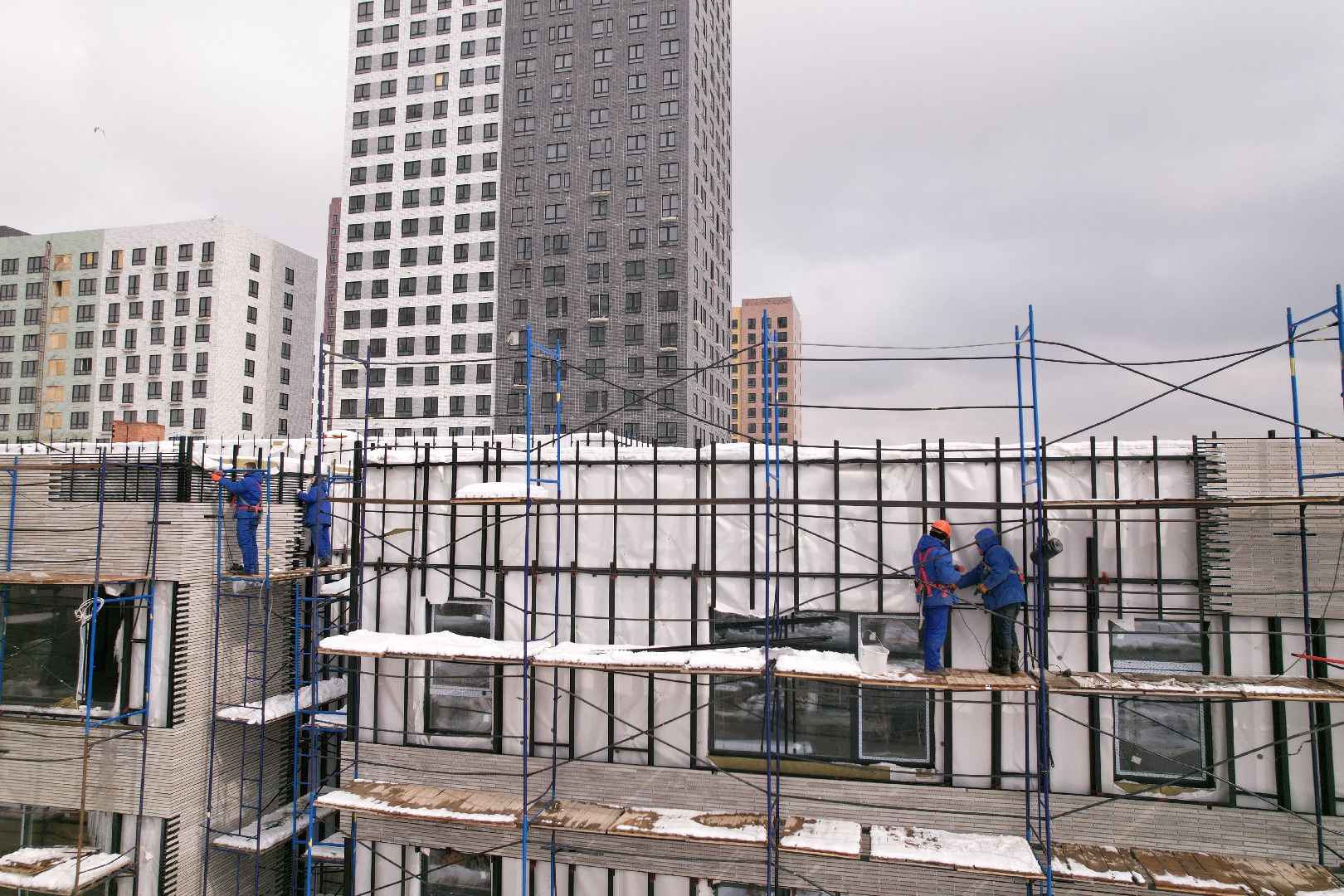 видео с коптера, детский сад в мытищах, строительство детского сада,