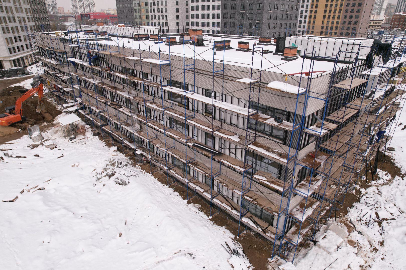 видео с коптера, детский сад в мытищах, строительство детского сада,