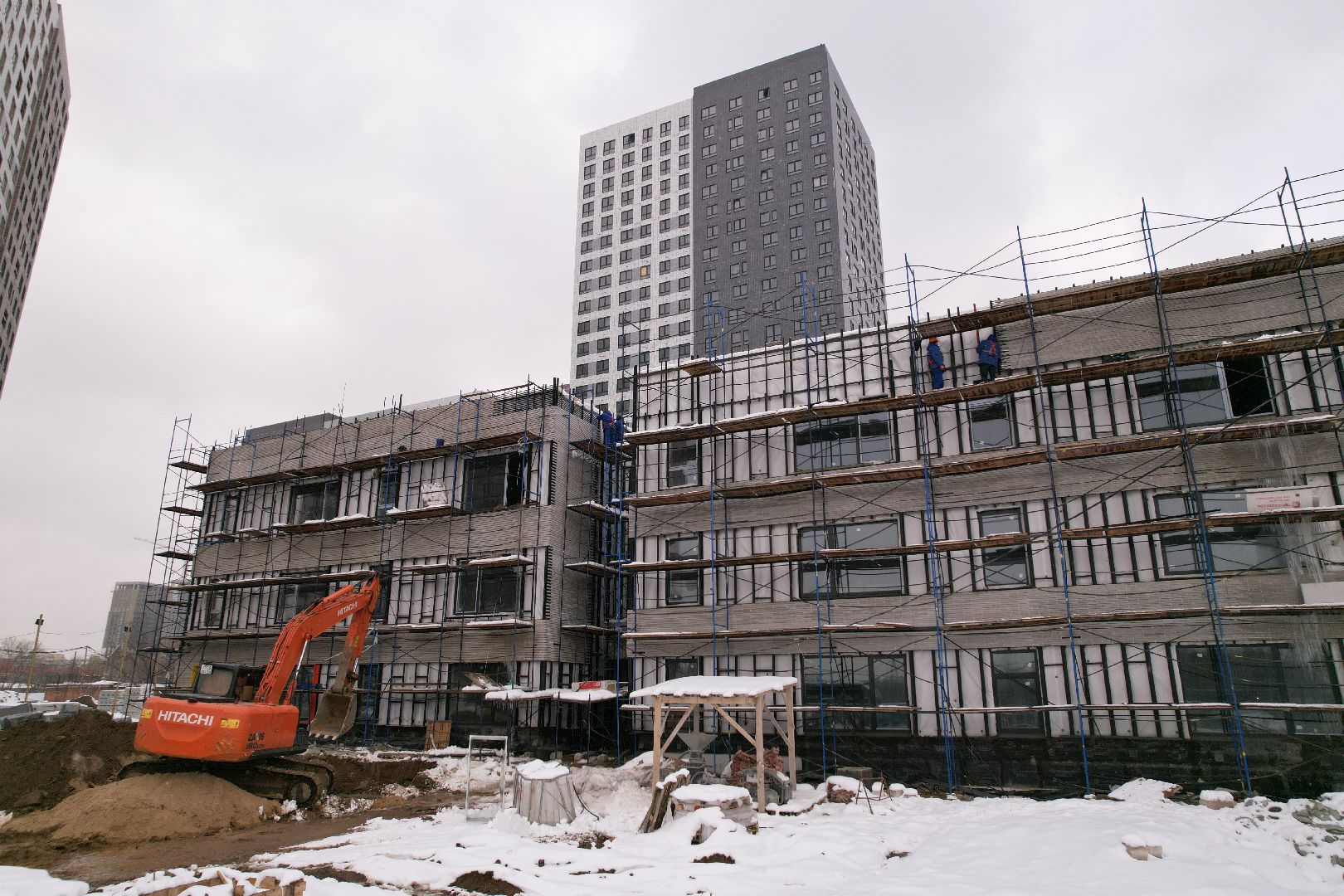 видео с коптера, детский сад в мытищах, строительство детского сада,